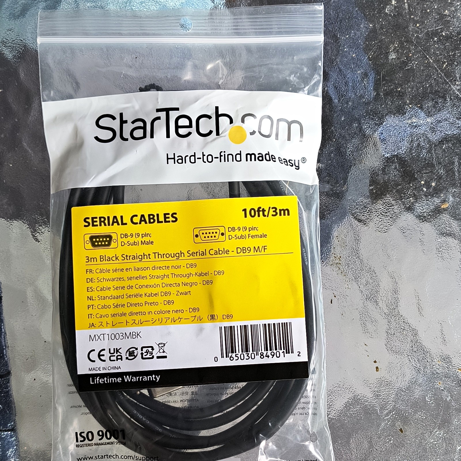 StarTech.com MXT1003MBK 10ft Black DB9 Male to DB9 Female Serial Cable