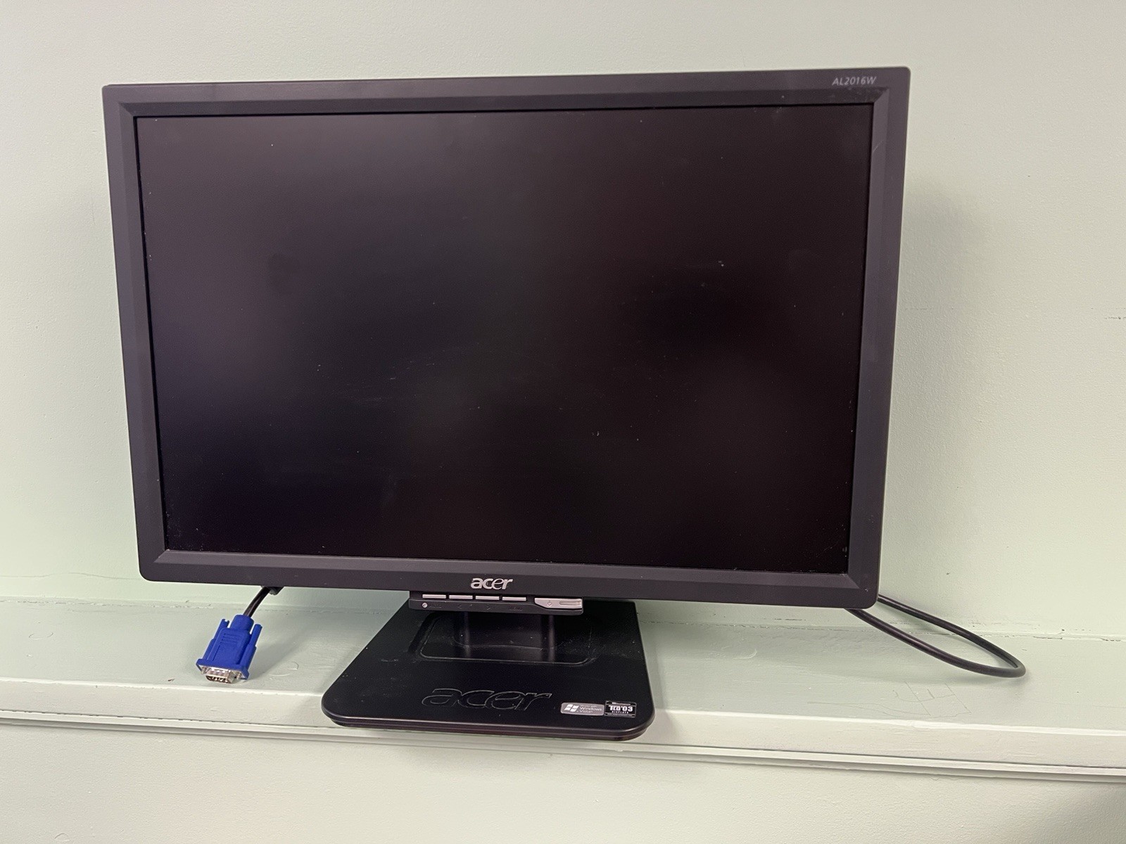 ACER Black AL2016W 20"  Widescreen LCD Monitor DVI VGA with Stand VGA Power Cord