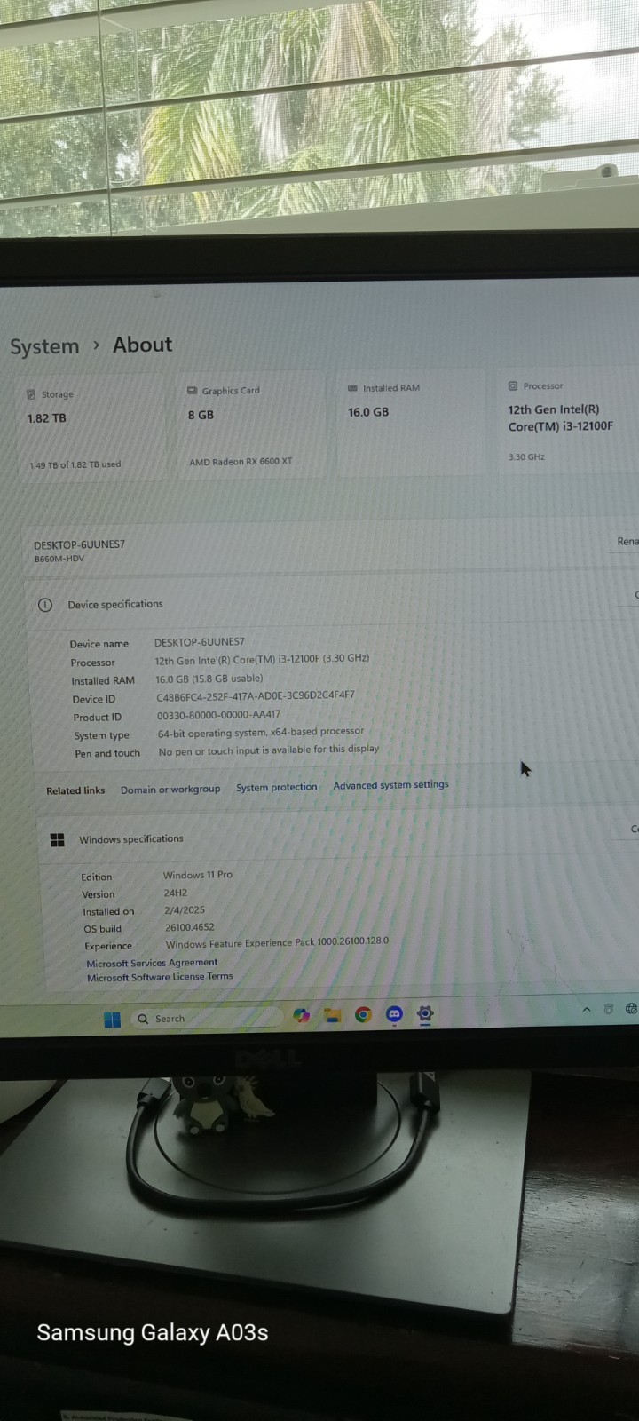 Dell Computer 12thGenIntel(R)Core(TM)i3-12100F(3.30GHz)16GBram,64-b proc 2TB SSD