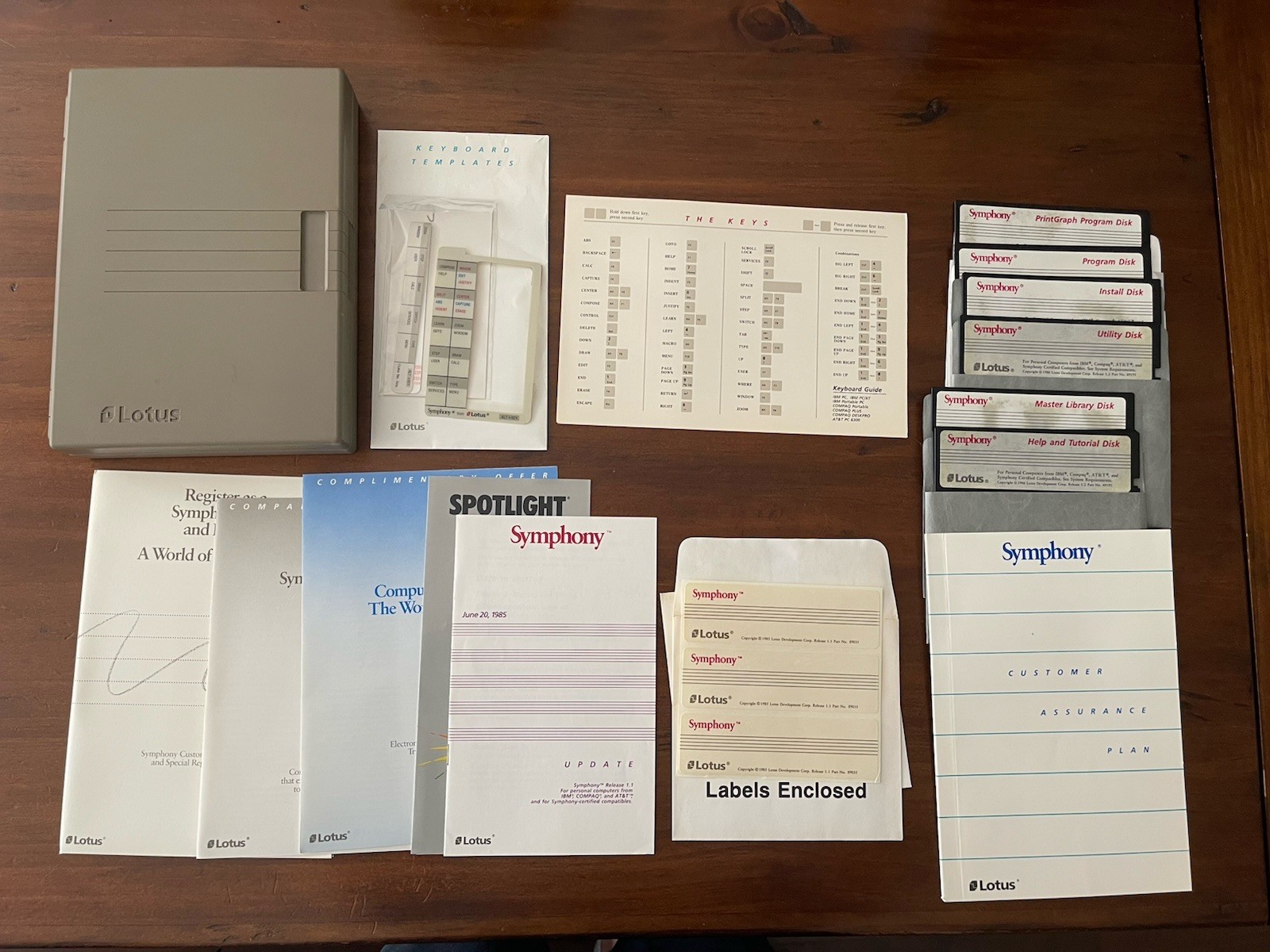 Vintage Computer Software Lotus 1.2 Symphony 5-1/4” Disk Guide Keyboard Template