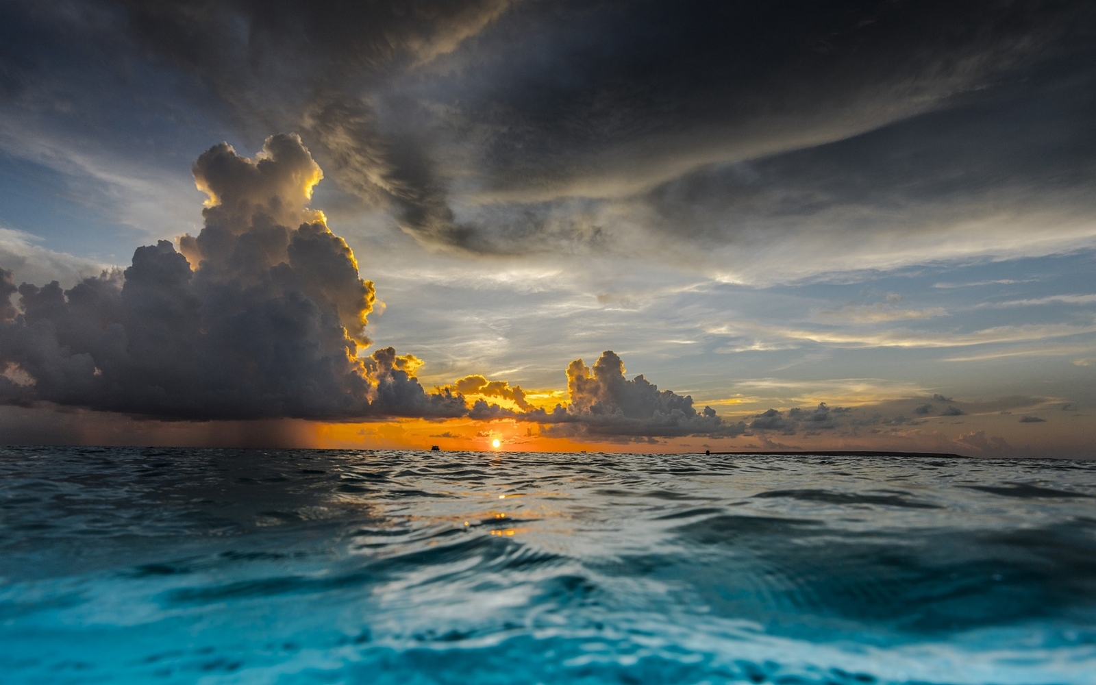 Landscape nature sunset clouds sea tropical water Custom Gaming Mat Desk