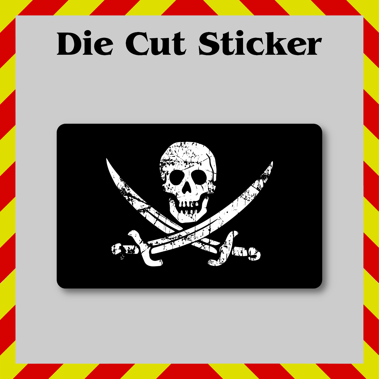 Pirate Flag Sticker, Jolly Roger Contour-Cut VInyl Printed Decal, Skull & Swords