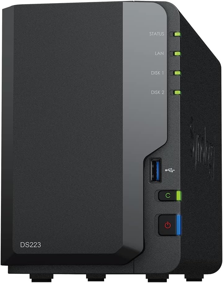 Synology DiskStation 2-Bay NAS - Home & Office Backup Hub (Diskless) DS223