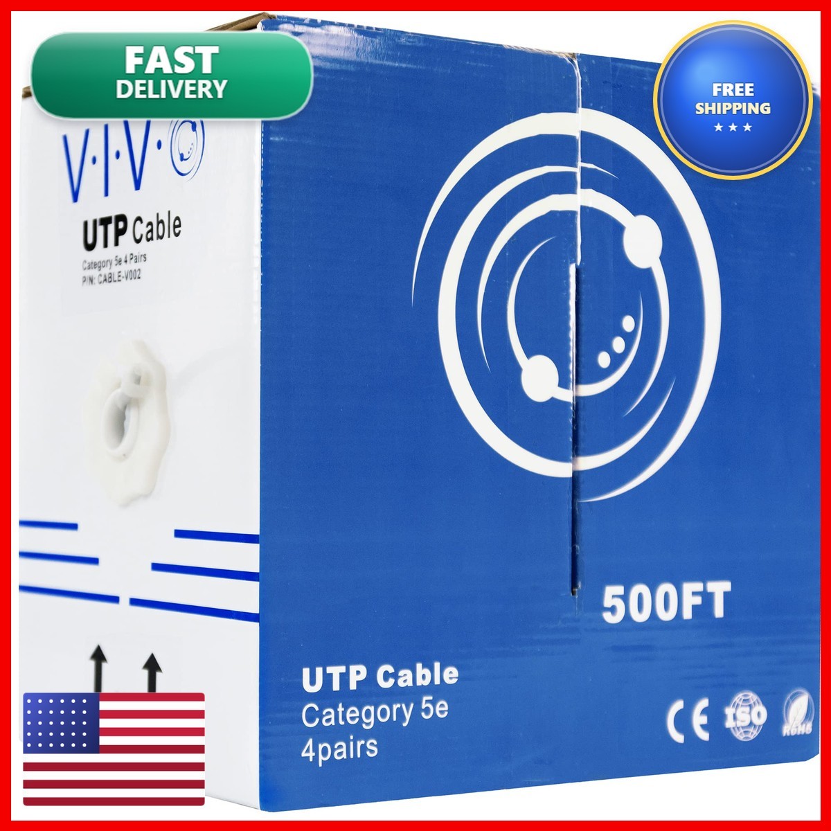 VIVO 500ft Cat5e Ethernet Cable, Gray CABLE-V002
