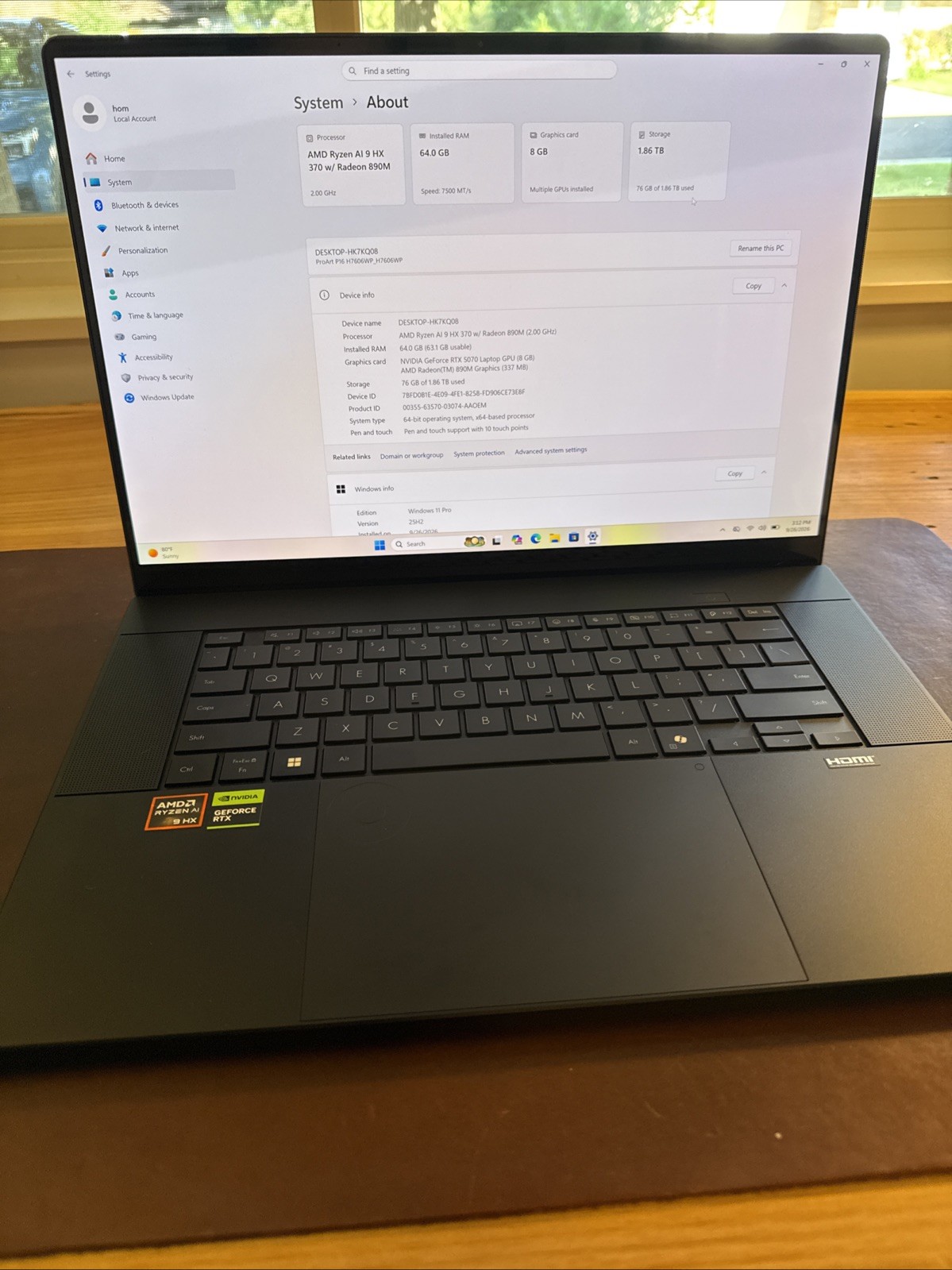 ASUS ProArt P16 4K OLED - AMD Ryzen AI 9 HX 370 - 64GB RAM 2TB SSD - RTX 5070