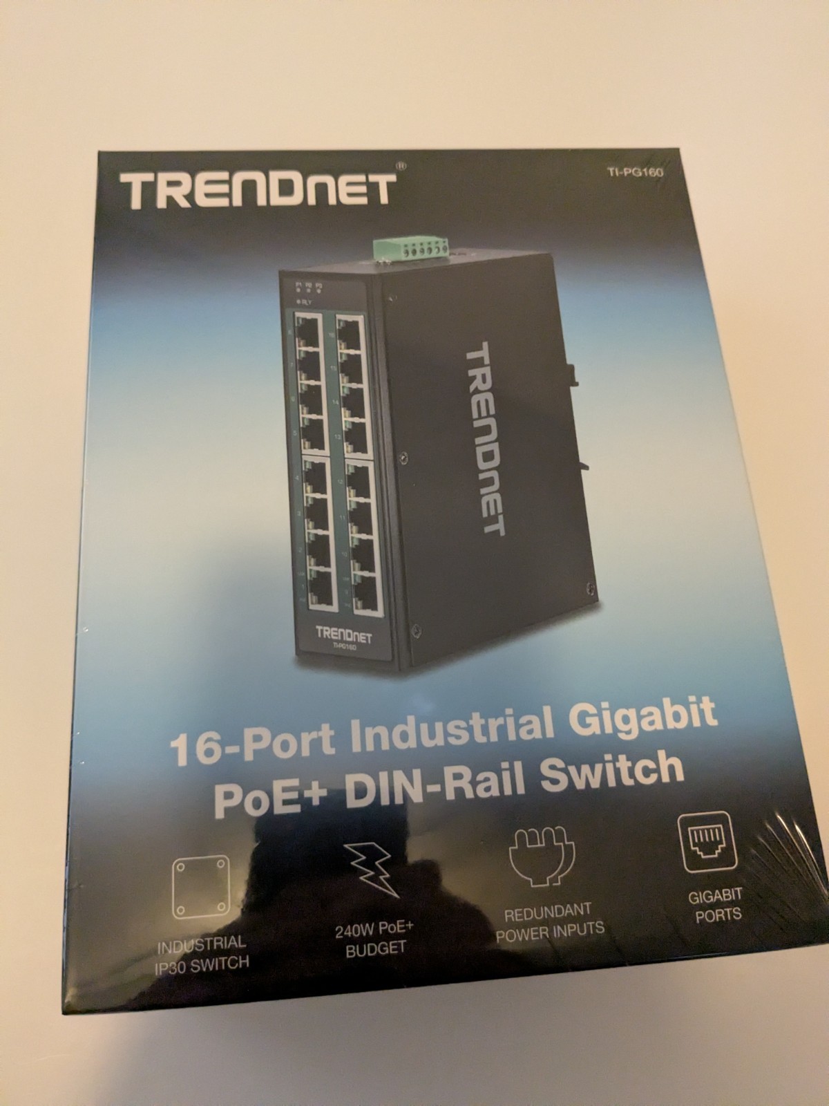 NEW TRENDnet TI-PG160, 16-Port  Industrial Gigabit PoE+ Switch one unit