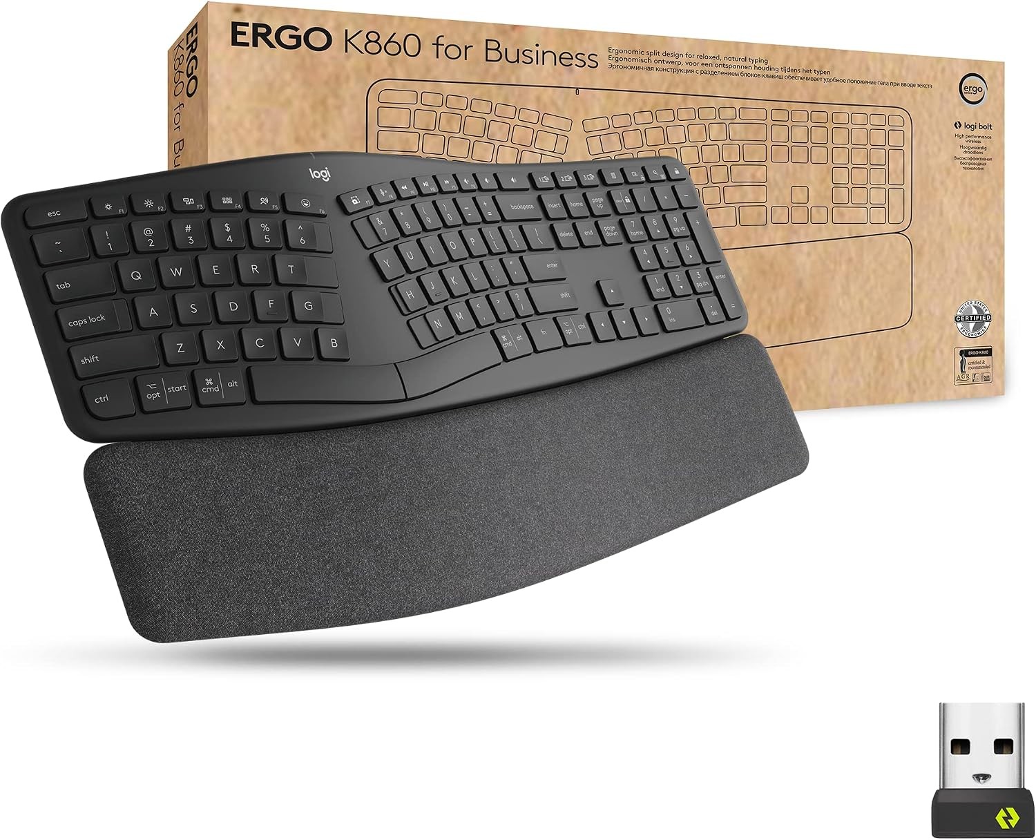 Logitech Ergo K860 Split Ergonomic Keyboard Graphite (‎920-010175) W/ USB DONGLE