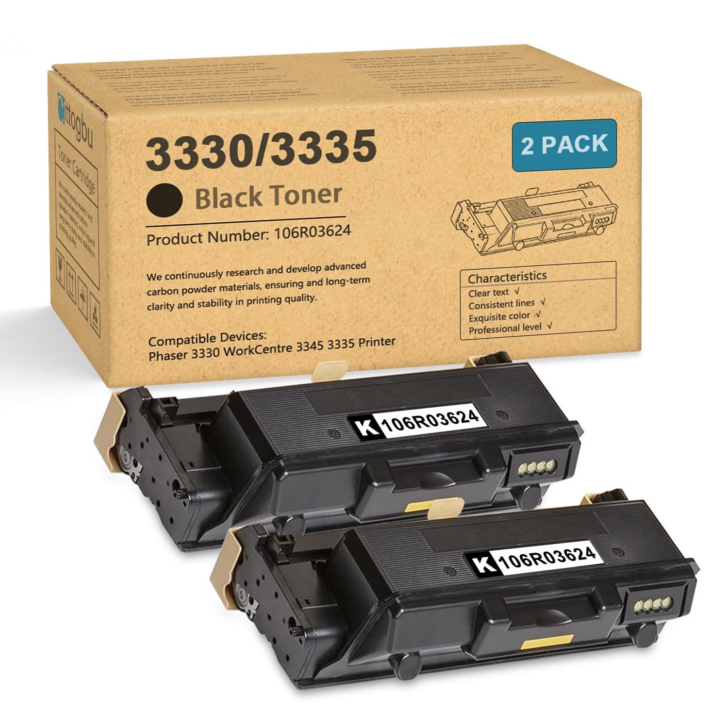 Phaser 3330/Workcentre 3335/3345 Extra High Capacity Toner Cartridge, 2 Black