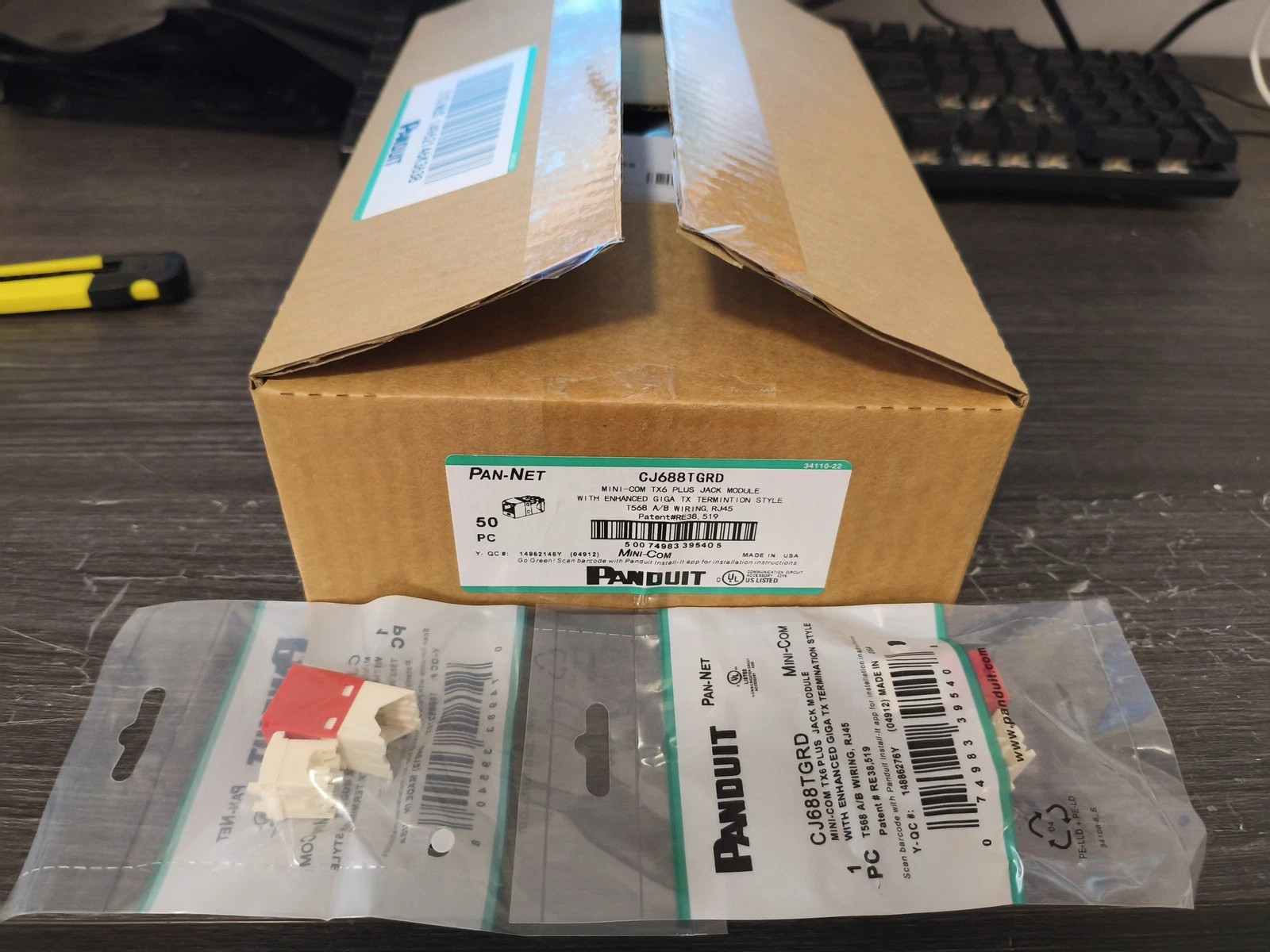 For Panduit Giga TX Cat6 jack Red CJ688TGRD BOX OF 50.  US