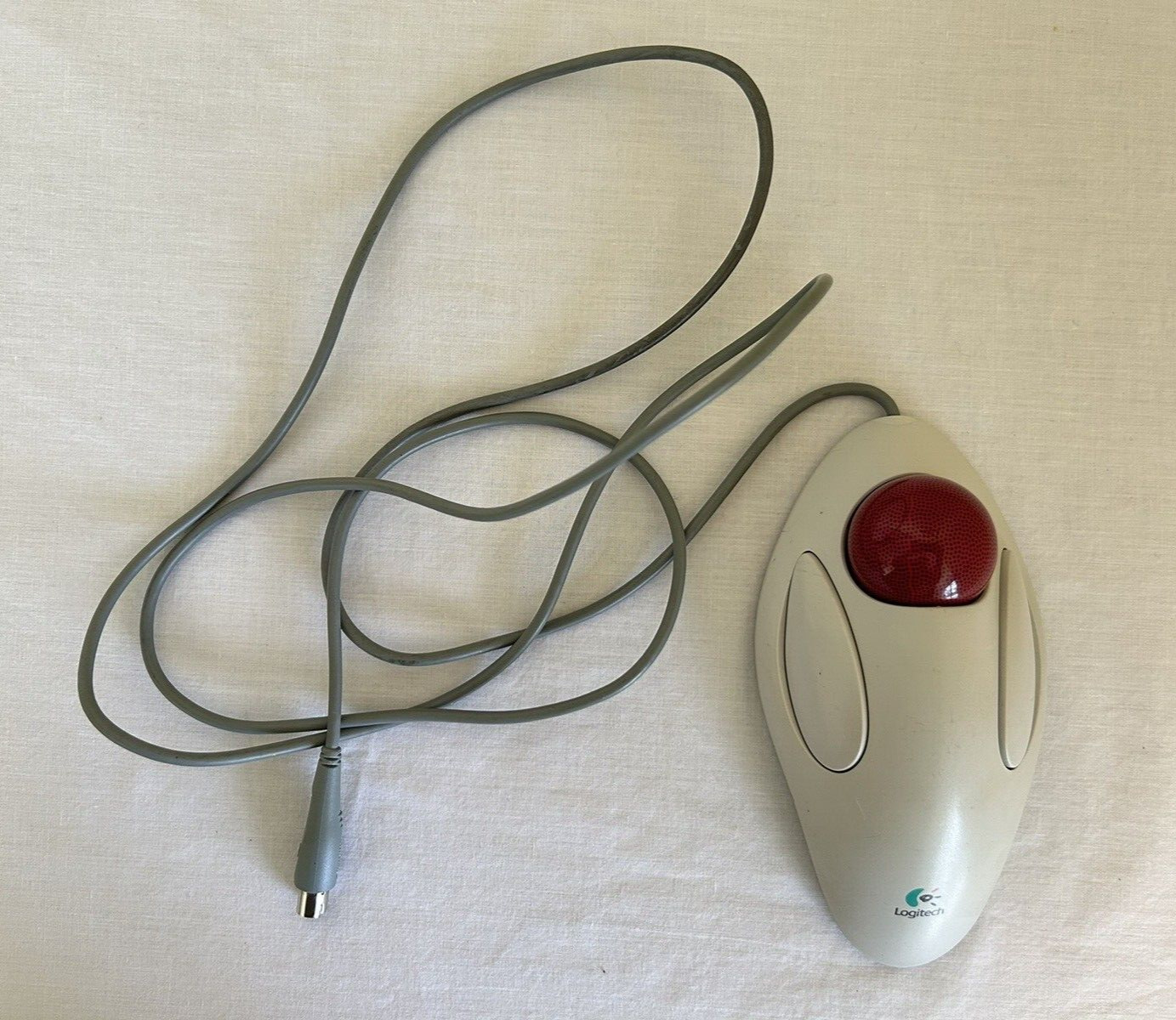 Vintage Logitech 804292-0000 T-CM14 Serial PS/2 Trackball Marble Computer Mouse