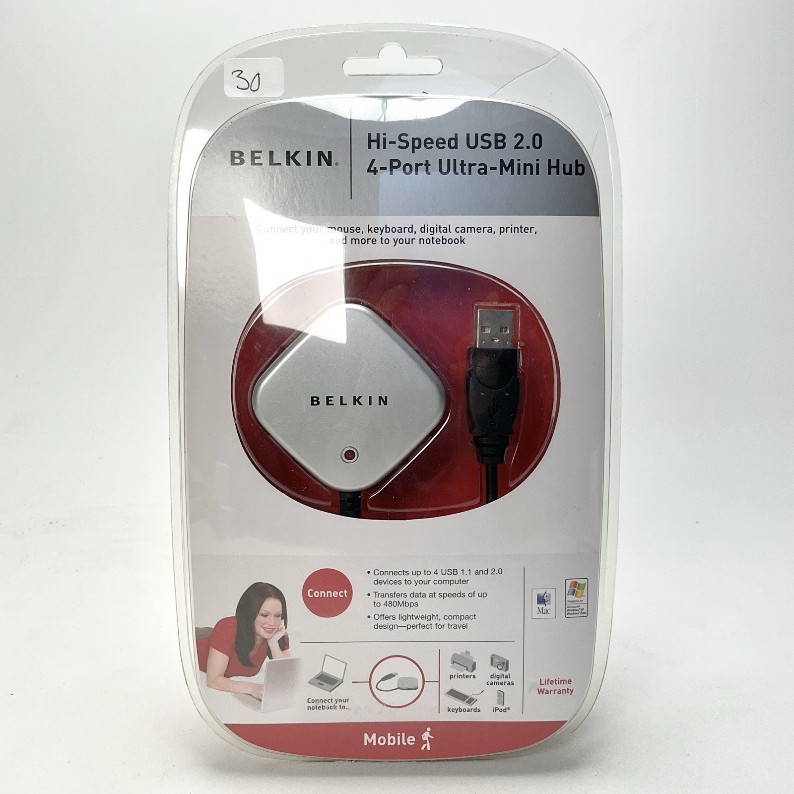 Belkin Hi-Speed USB 2.0 4-Port Ultra-Mini Hub Vintage Computing Factory Sealed