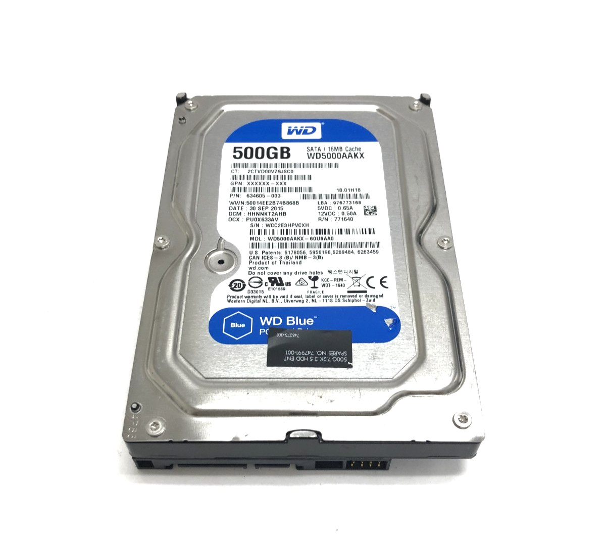 WD Blue WD5000AAKX-60U6AA0 500GB 7200 RPM 3.5" SATA 6 Gb/s Hard Drive HDD