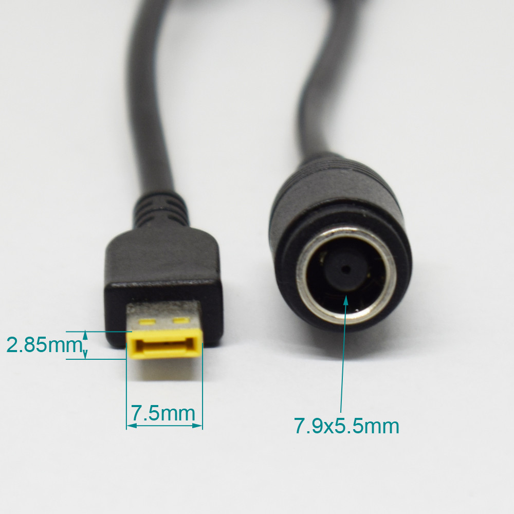 4pcs 7.9x5.5mm Round Female to Square Adapter Cable for Lenovo Thinkpad Laptop