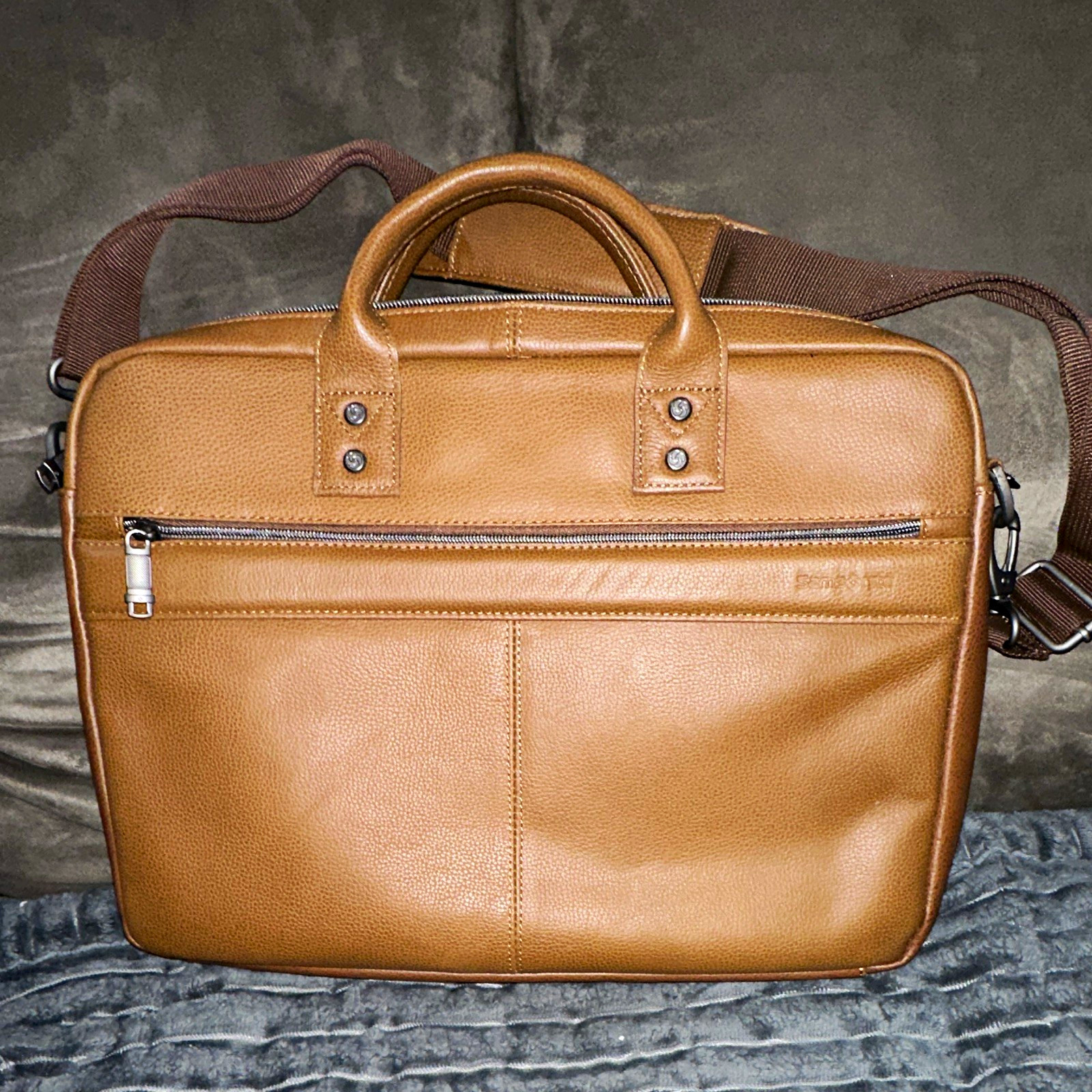 Samsonite 15in Laptop Briefcase Brown Leather Padded Solid Universal
