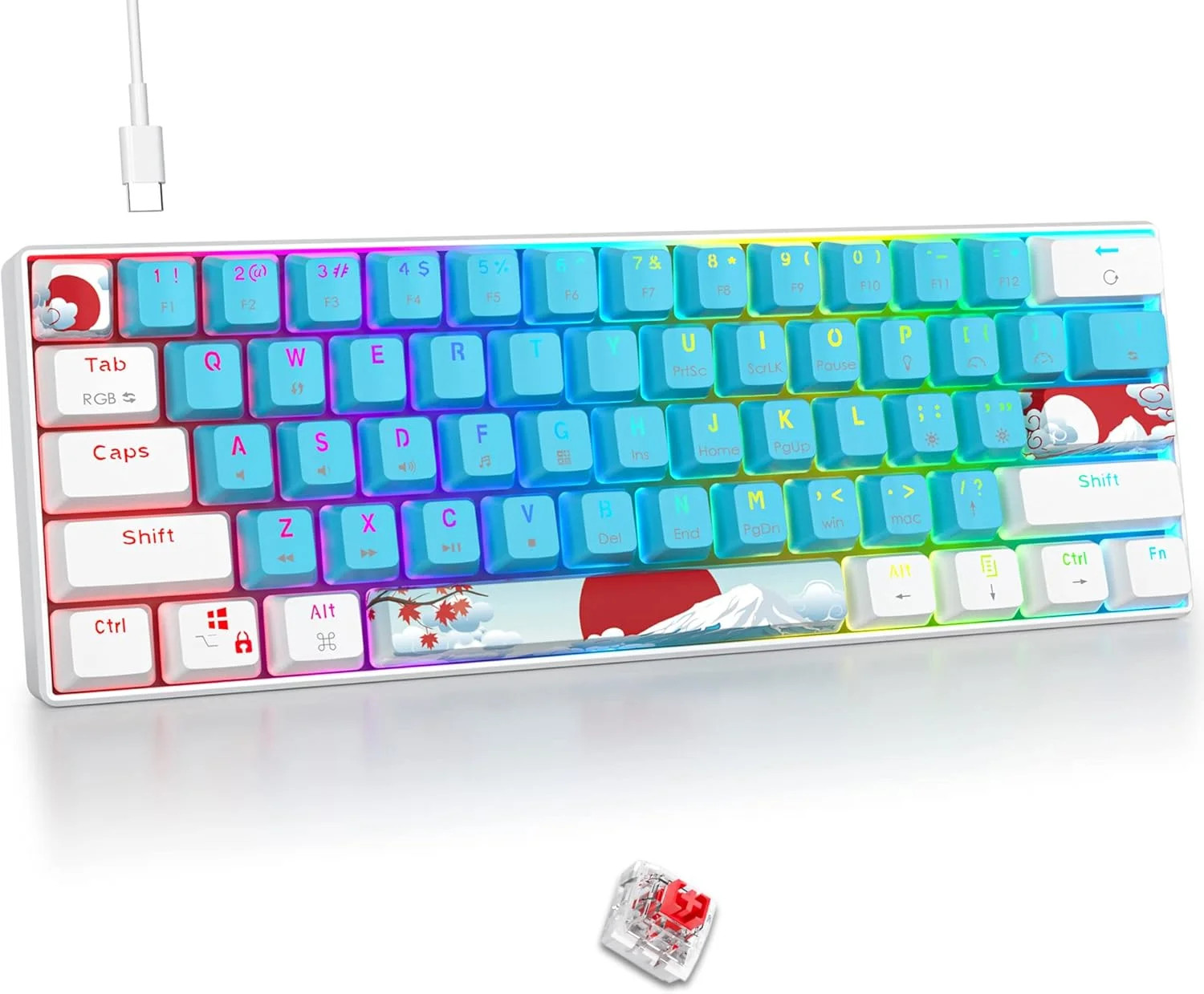 60 Percent Keyboard Mechanical, Gaming Keyboard 60 Percent, RGB Backli