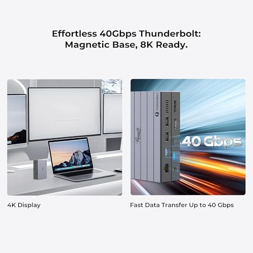GRAY - ROSEWILL 14-IN-1 THUNDERBOLT 4 CERTIFIED, LAPTOP DOCKING STATION WITH