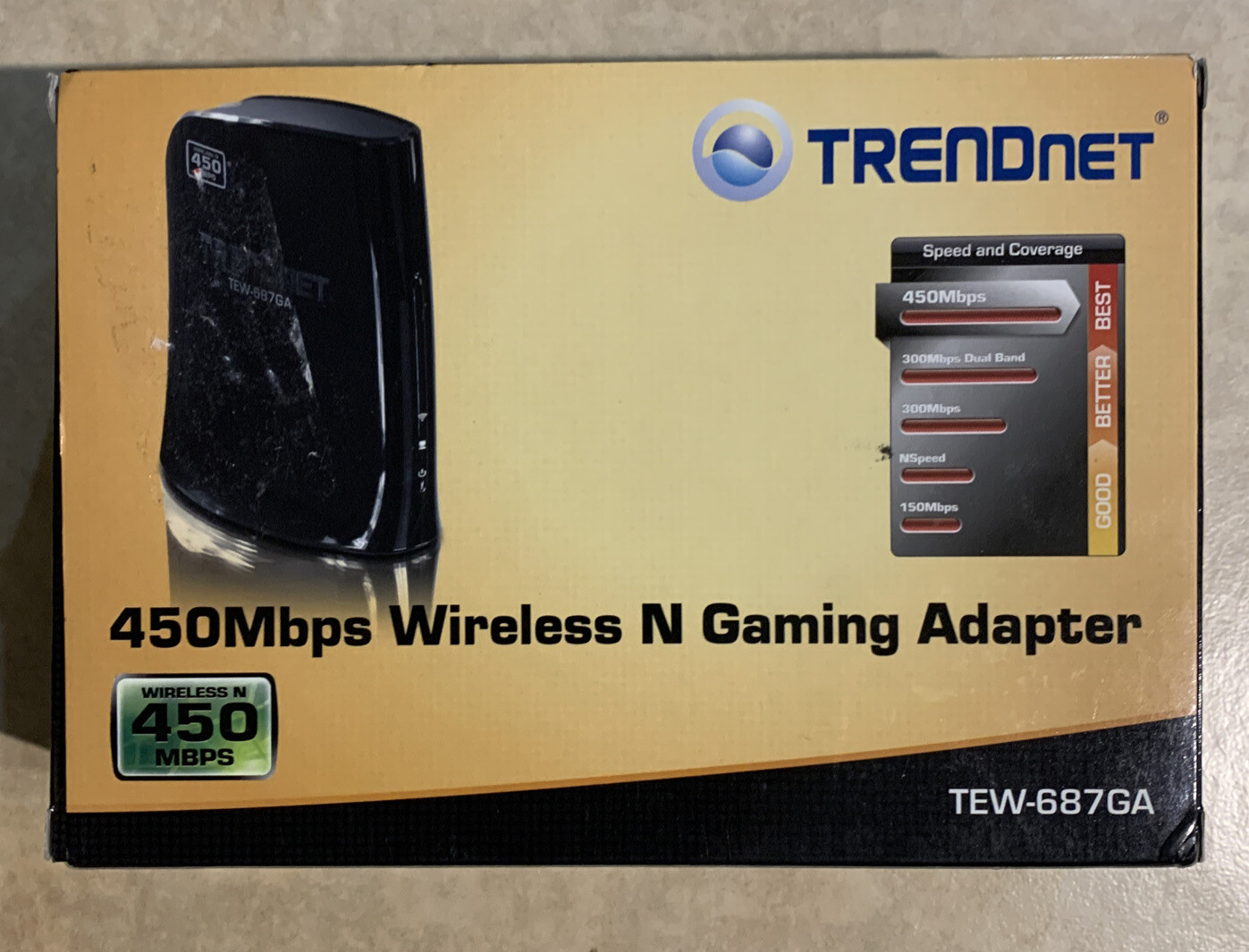 TRENDnet N450 TEW-687GA Wi-Fi Wireless Gaming Adapter Wifi Router New (Y1)