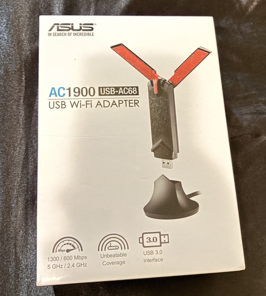 ASUS USB-AC68 Dual Band AC1900 USB 3.0 Wi-Fi Adapter with Cradle 1300/600 Mbps
