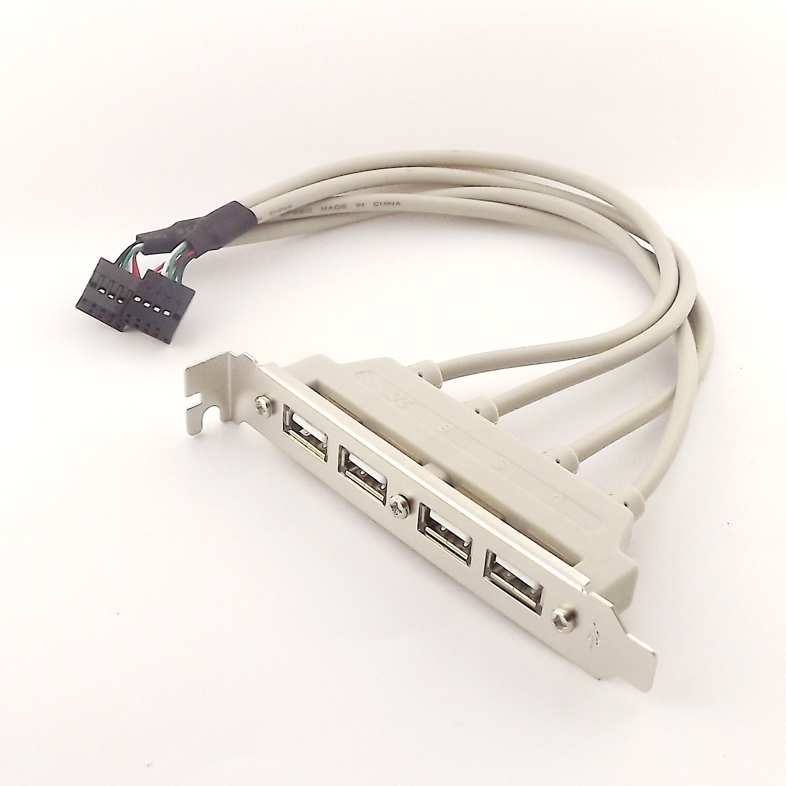 5pcs Dual Mainboard 9 Pin Header to 4 Ports USB 2.0 Female Cable PCI Bracket 1FT