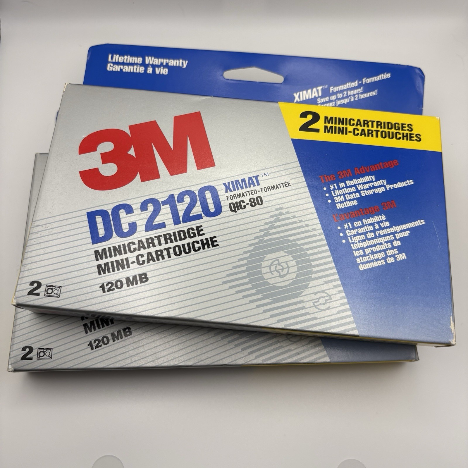 Lot of 2, 3M DC2120 XIMAT QIC-80 Mini Data Cartridge 120MB Pack of 2, New Sealed