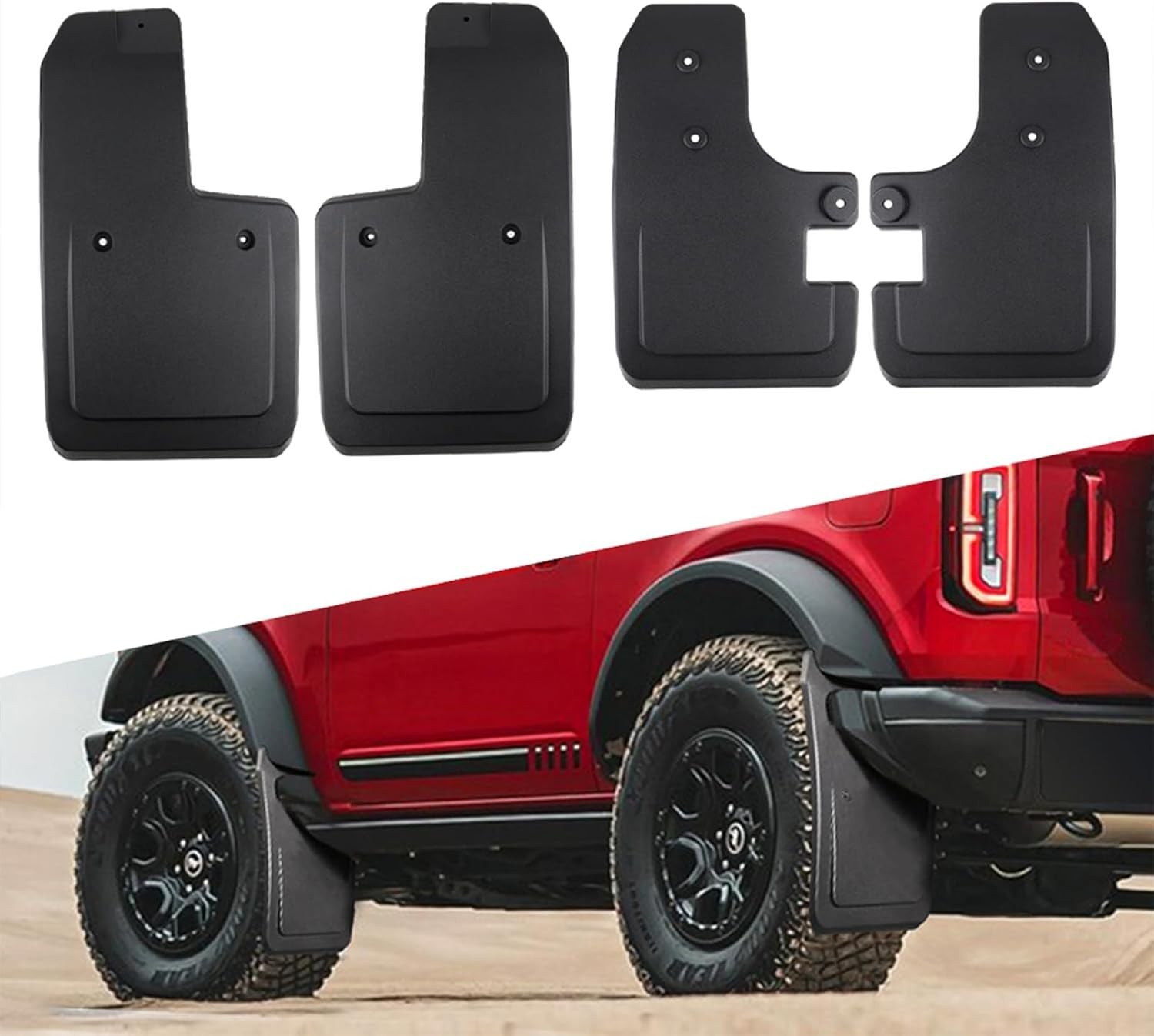 Mud Flaps for Ford Bronco Accessories 2021 2022 2023 2024 2/4-Door, Splash Gu...