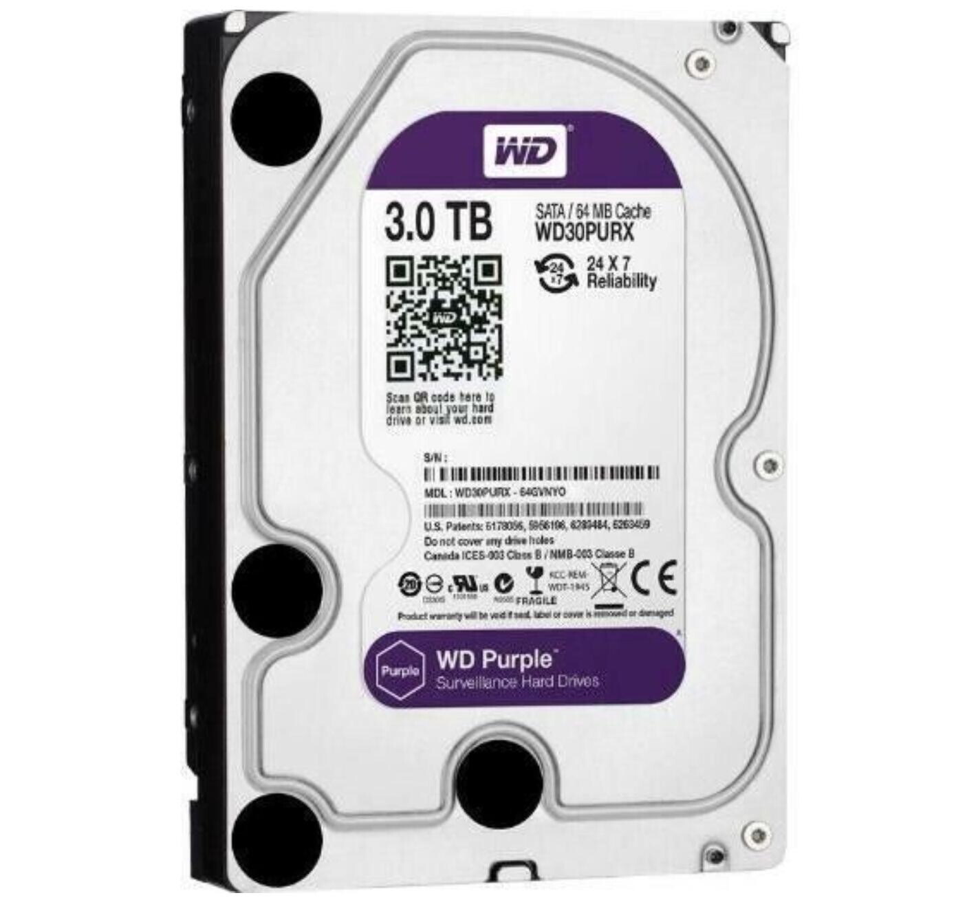 FOR FIT Western Digital Purple 3TB WD30PURX 64MB SATA 3.5" Internal Desktop HDD 