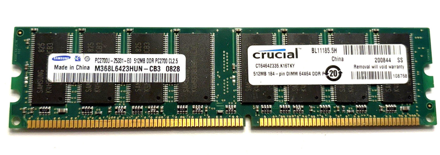 Samsung 512 MB DIMM DDR Memory (M368L6523BTN-CB3) Crucial CT6464Z335.K16TKY