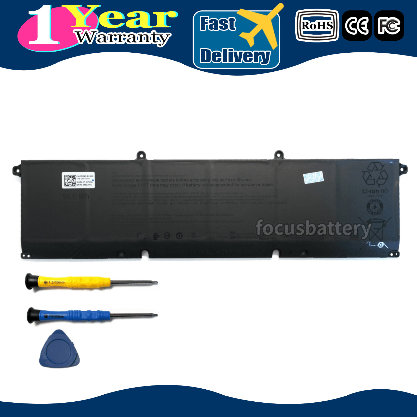 New 96Wh 61YXV Battery for Dell Alienware 16 Area-51 M23NC 0M23NC 061YXV N7HKX