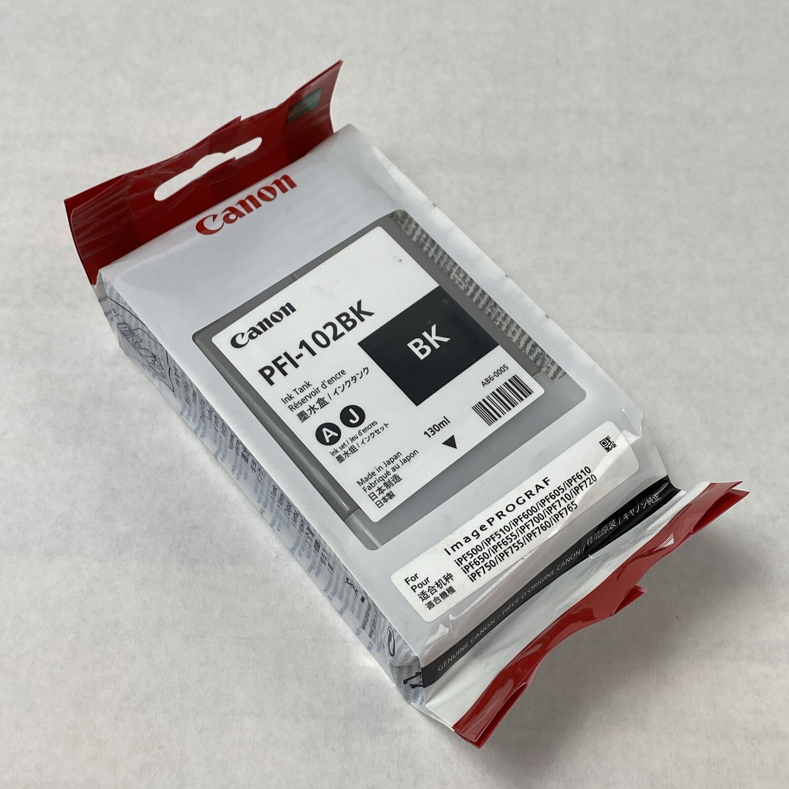 Genuine Canon PFI-102BK Black Ink Tank Exp 09/2018