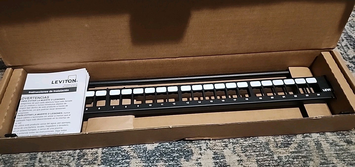 Leviton 132-49255-H24 QuickPort Patch Panel 24-Port 1RU Cable Management Bar