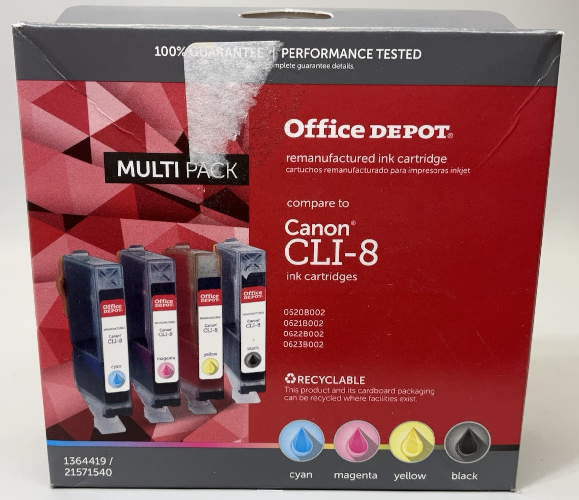 Office Depot for Canon CLI-8 Multipack Ink Cartridges Pixma IP4200 4-Pack Color