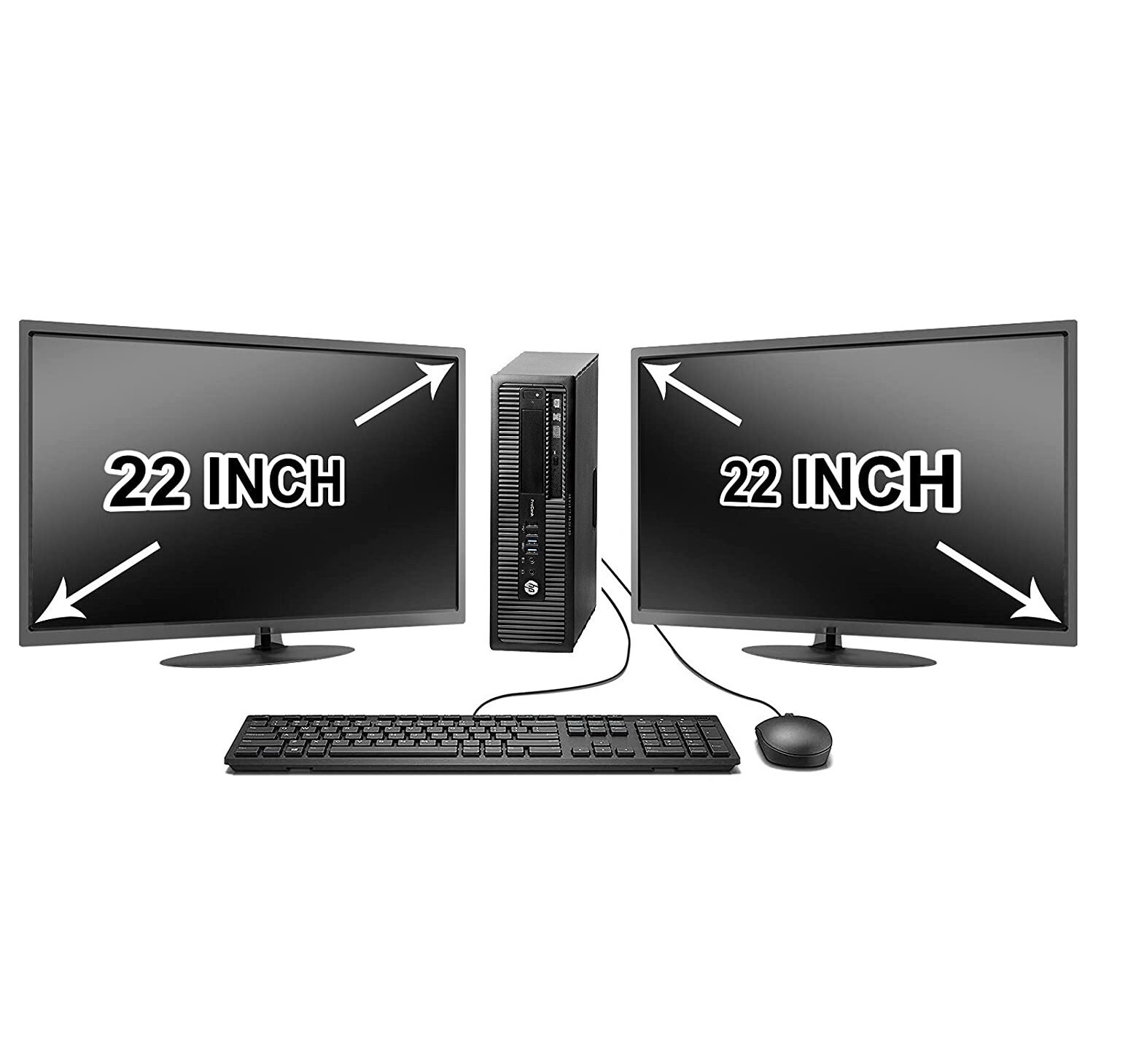 hp Desktop PC Computer Quad Core 8GB DUAL 22 LCD Monitor WIFI Windows 10 Pro