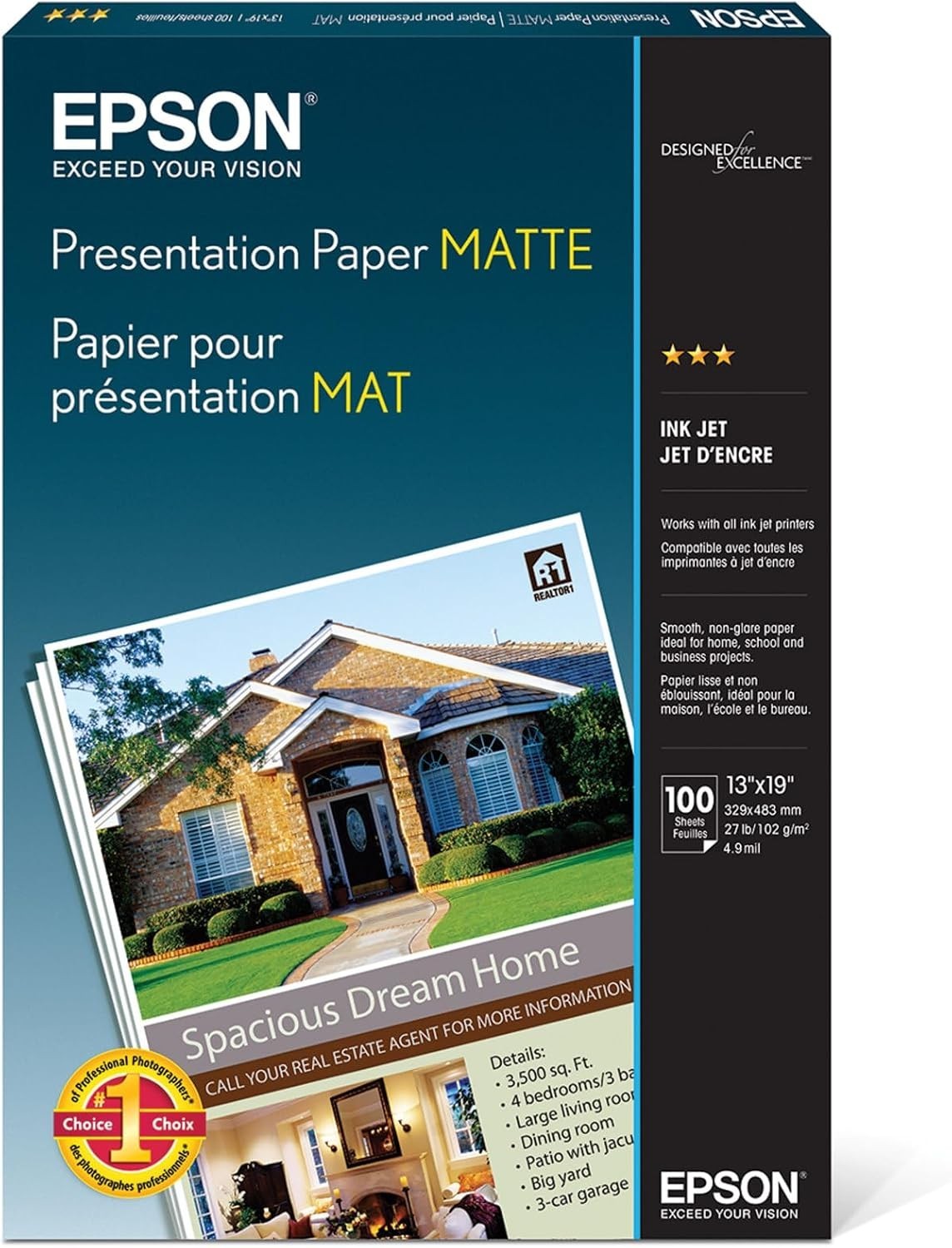 Epson S041069L Matte Presentation Paper 13x19 100 Sheets 
