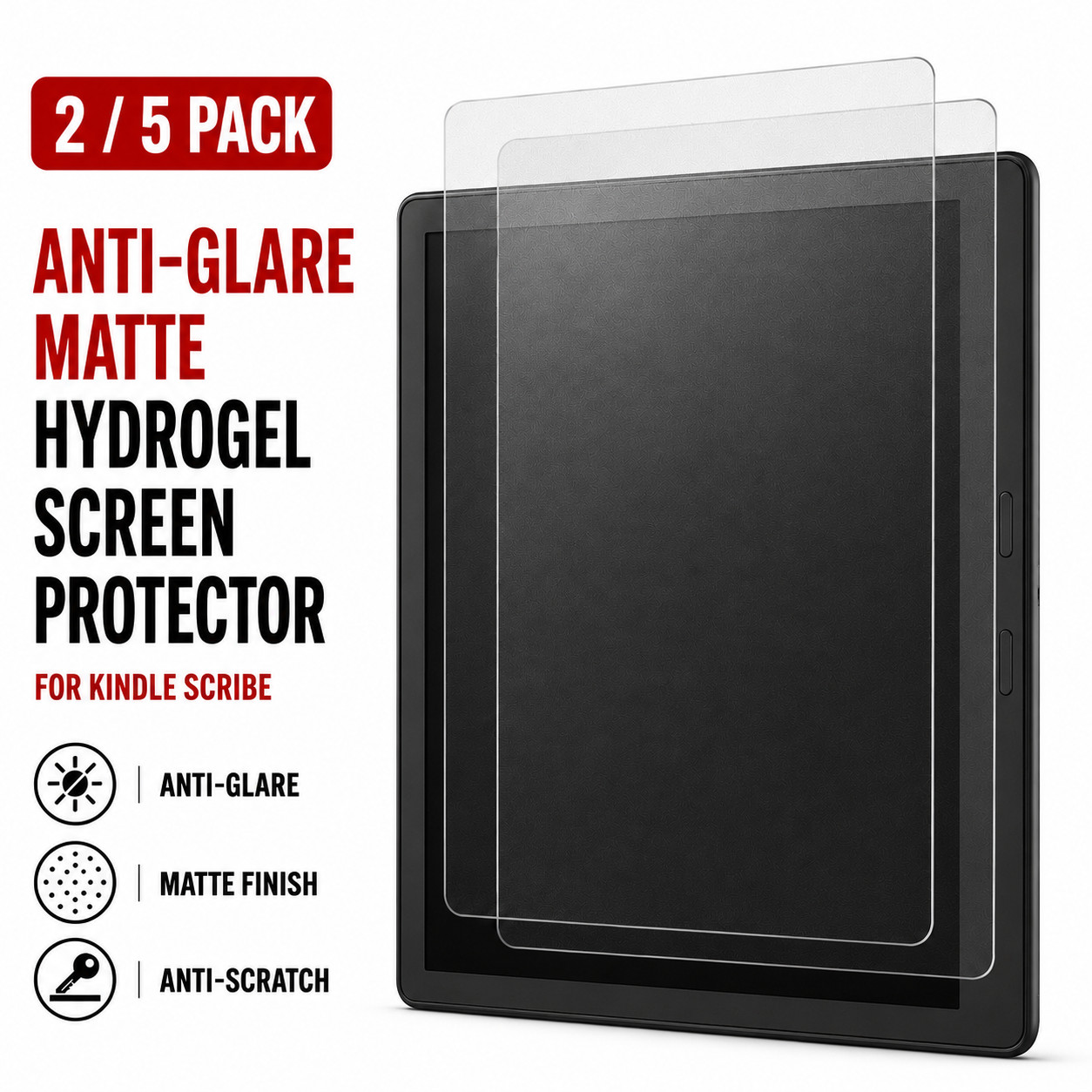 Kindle Scribe Hydrogel Screen Protector 2/5 Pack Anti-Glare Matte Anti-Scratch