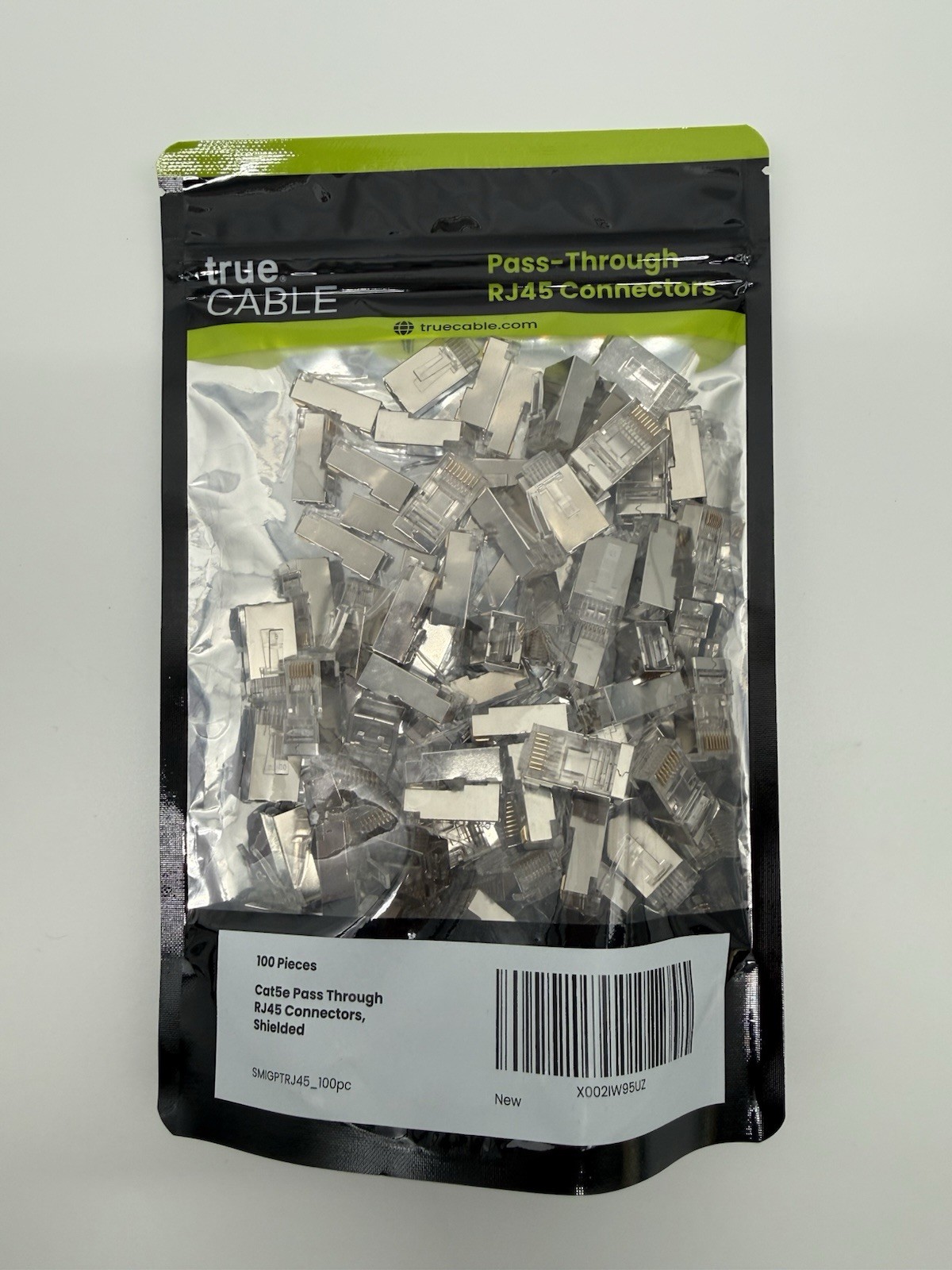 True Cable Cat 5e Pass Through RJ45 Connectors Shielded 100 PCS