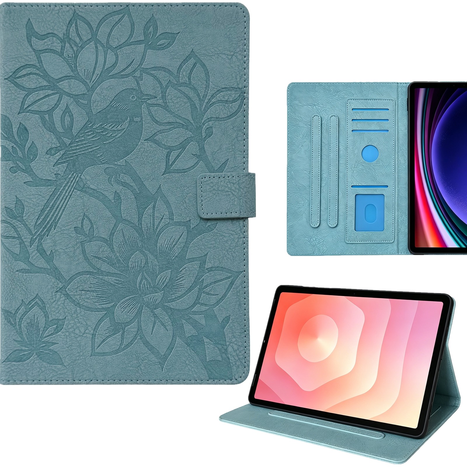 Flower Leather Wallet Case for Samsung Galaxy Tab S11 A11+ S10 A9 Stand Cover