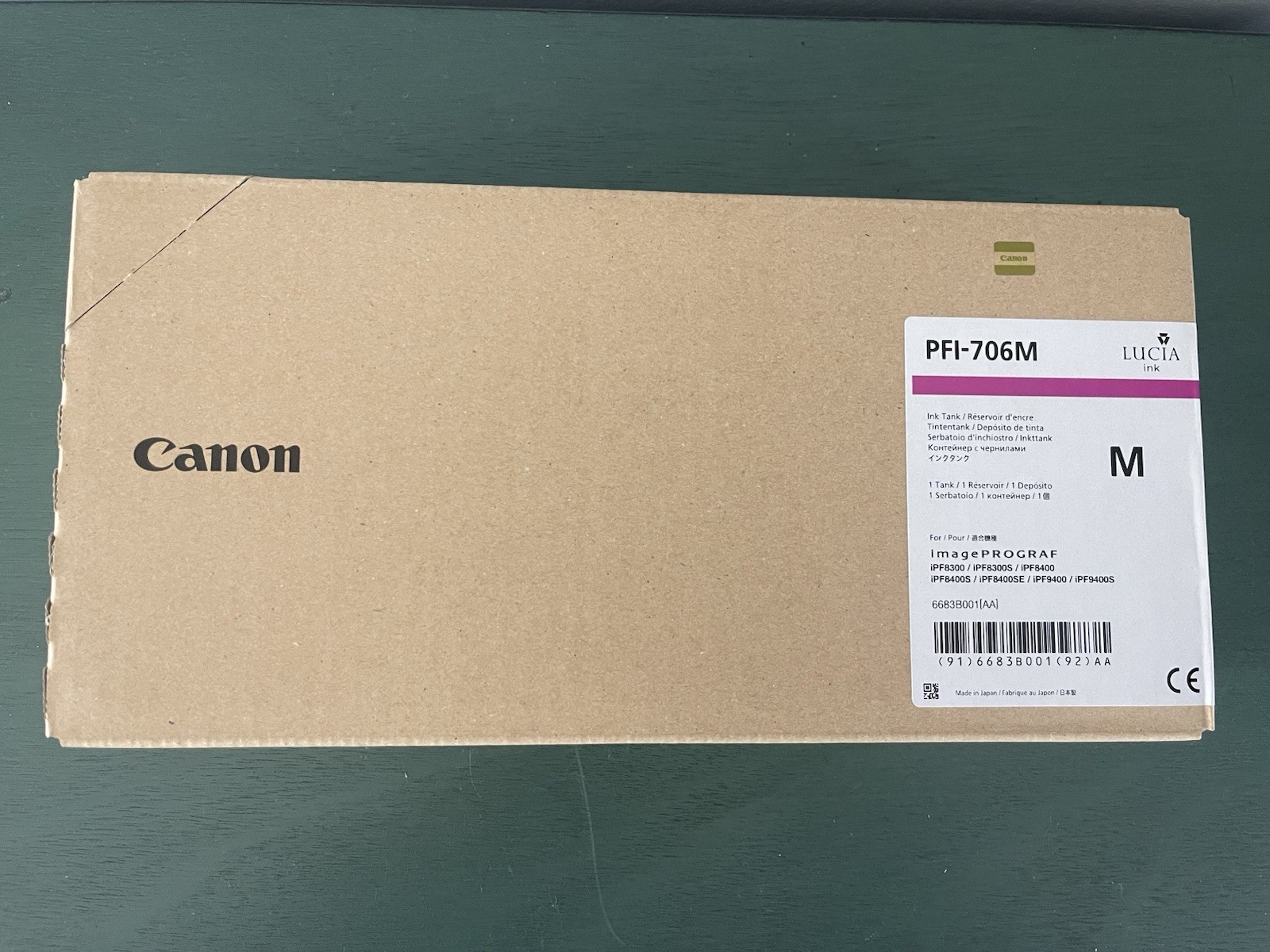 GENUINE CANON 6683B001 PFI-706M Magenta Ink Cartridge Exp 2019 NEW SEALED