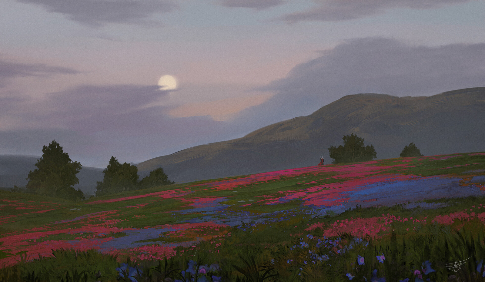 Landscape max suleimanov art painting flowers field sky Custom Gaming Mat Desk