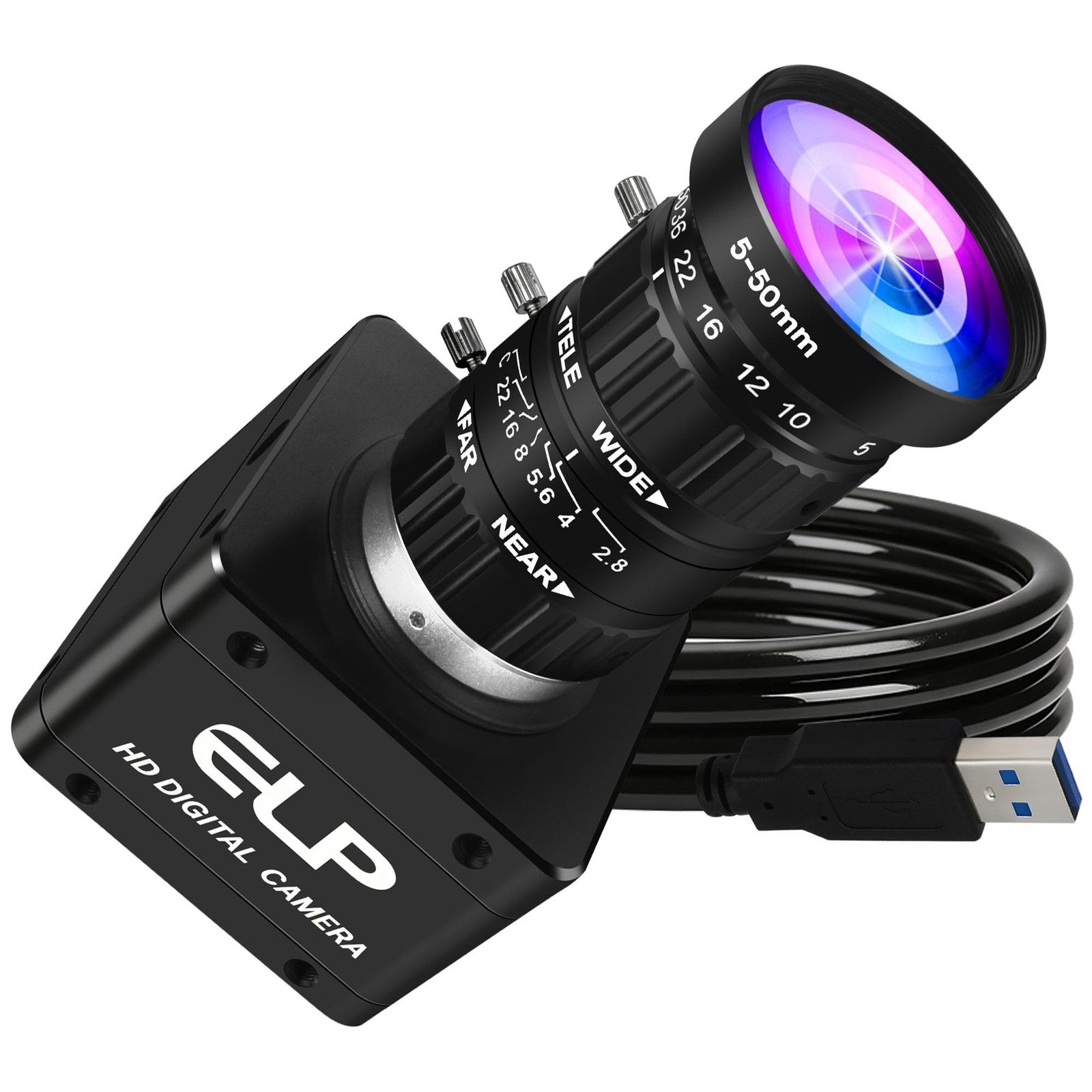 ELP Ultra HD 20MP Varifocal USB 3.0 Camera for Computer mini size, black