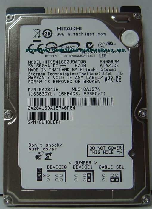 NEW Old Stock HTS541660J9AT00 60GB IDE 44PIN 2.5 9.5MM HDD Hitachi USA Ship