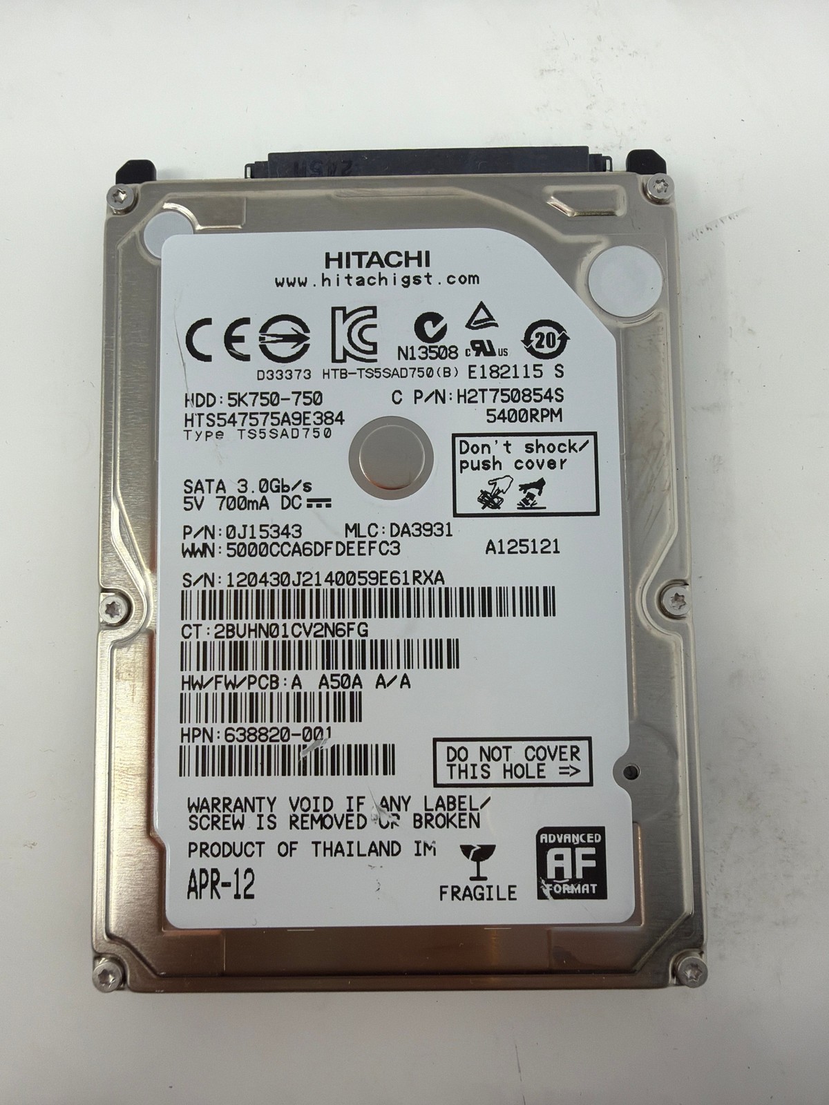 Hitachi HTS547575A9E384 750GB SATA Grade B