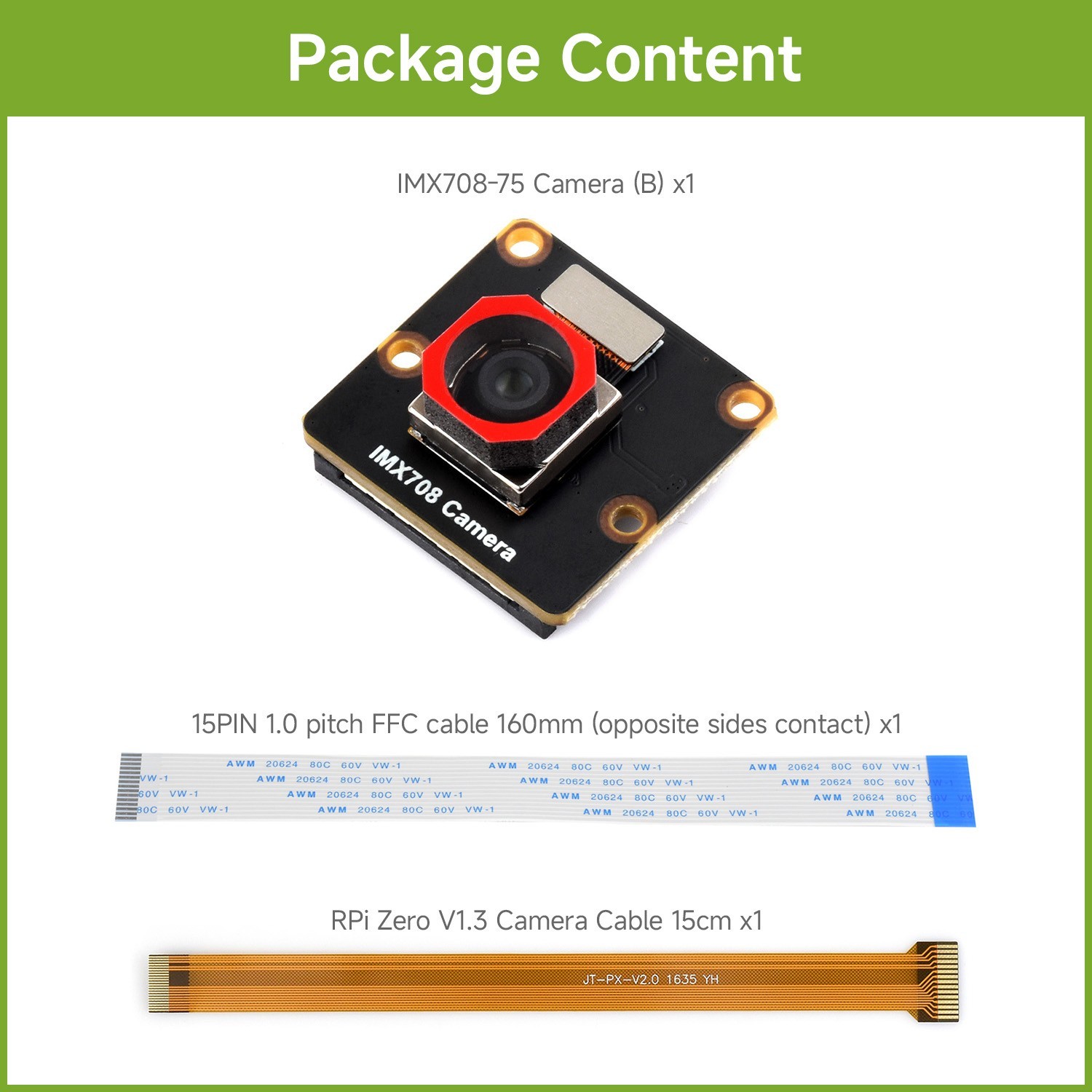IMX708 12MP High Resolution Autofocus Camera, 79.8°/120° FOV