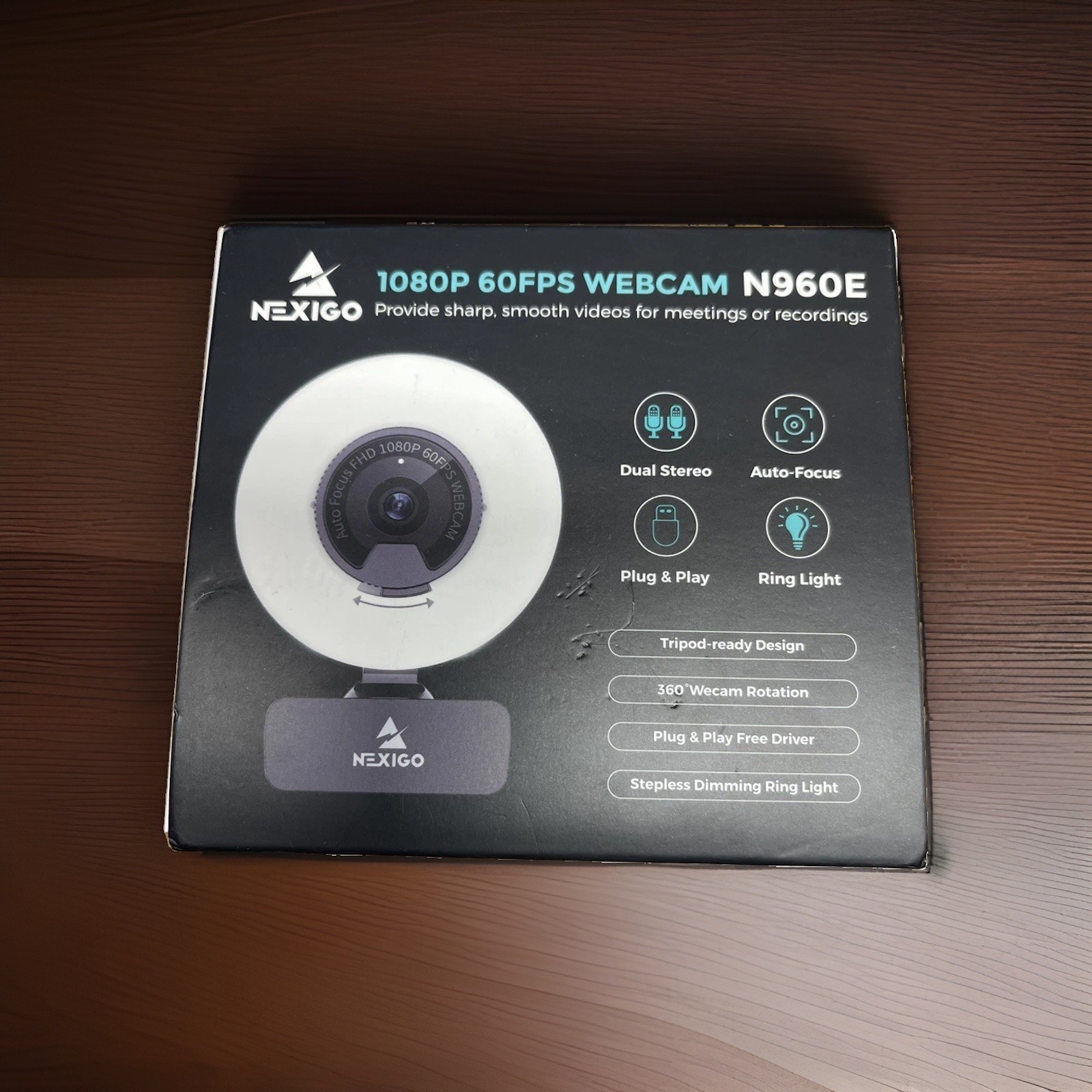 N960E NEXIGO N960E 1080P 60FPS WEBCAM WITH RING LIGHT NOB