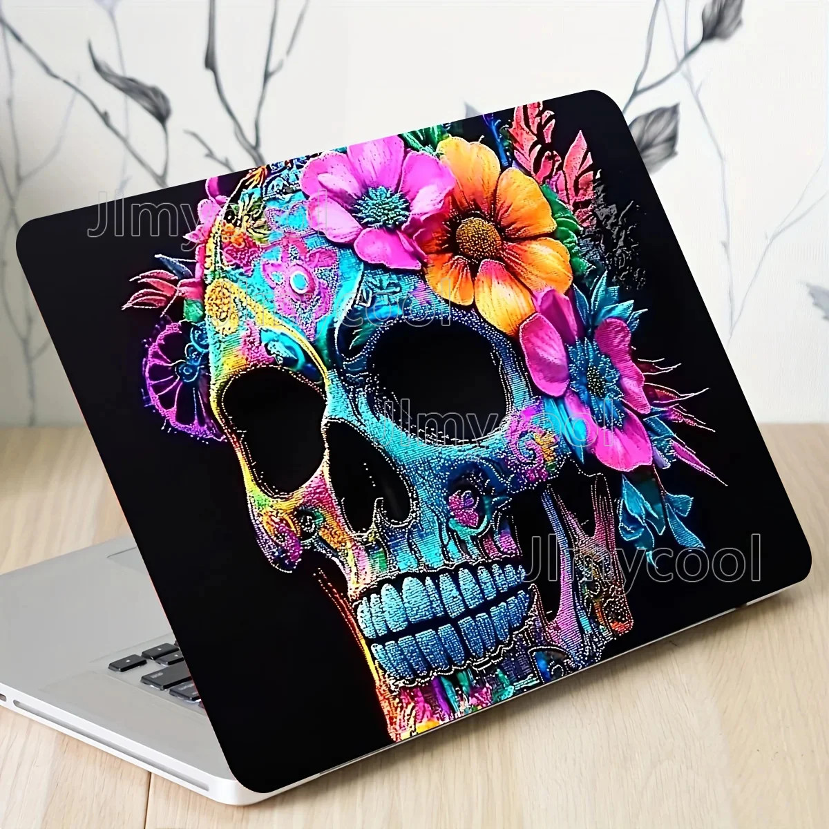 2 Vivid Skull and Rose Laptop Waterproof Scratch Resistant PVC Art Stickers