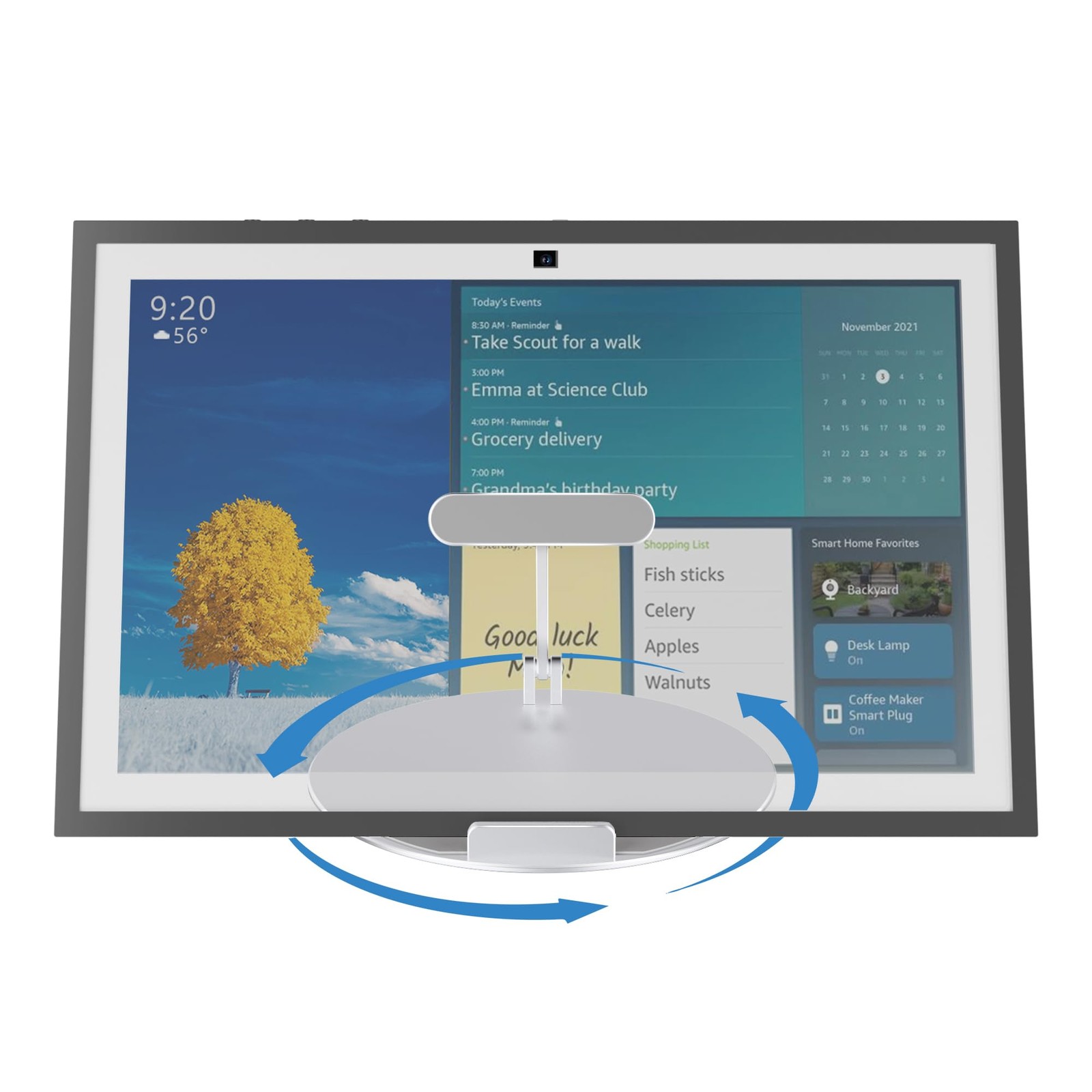 Swivel and Tilt Stand for Echo Show 21/Show 15, Large Anti-Slip Base