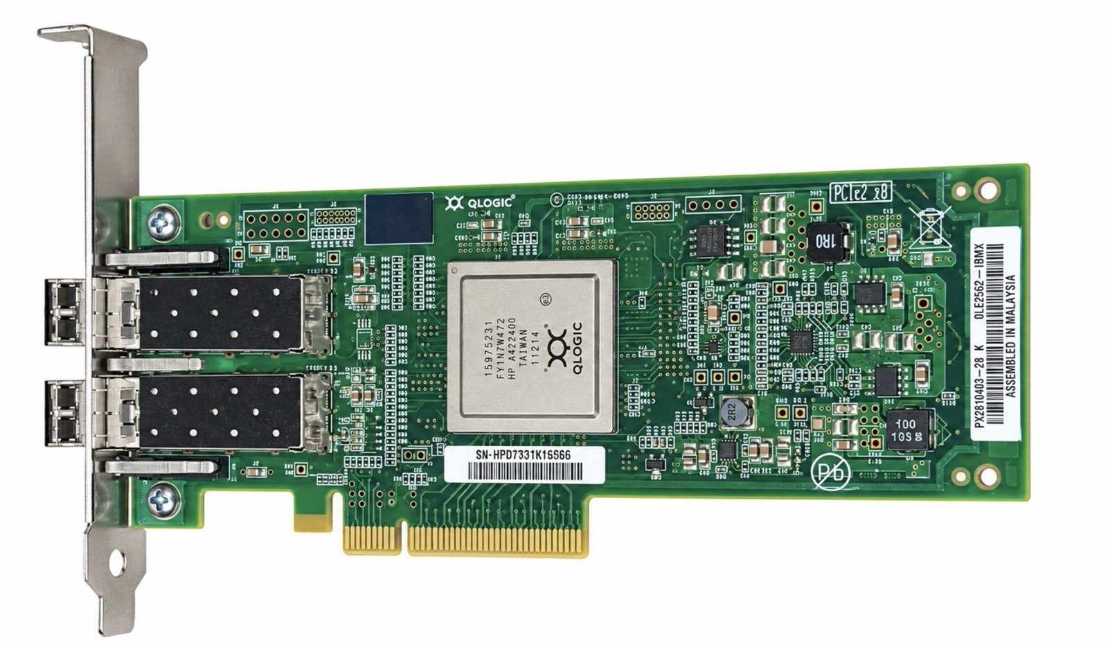 QLogic QLE2562-IBMX FRU:00Y5629 FC Dual Port 8Gb PCIe x8 Network Adapter FP