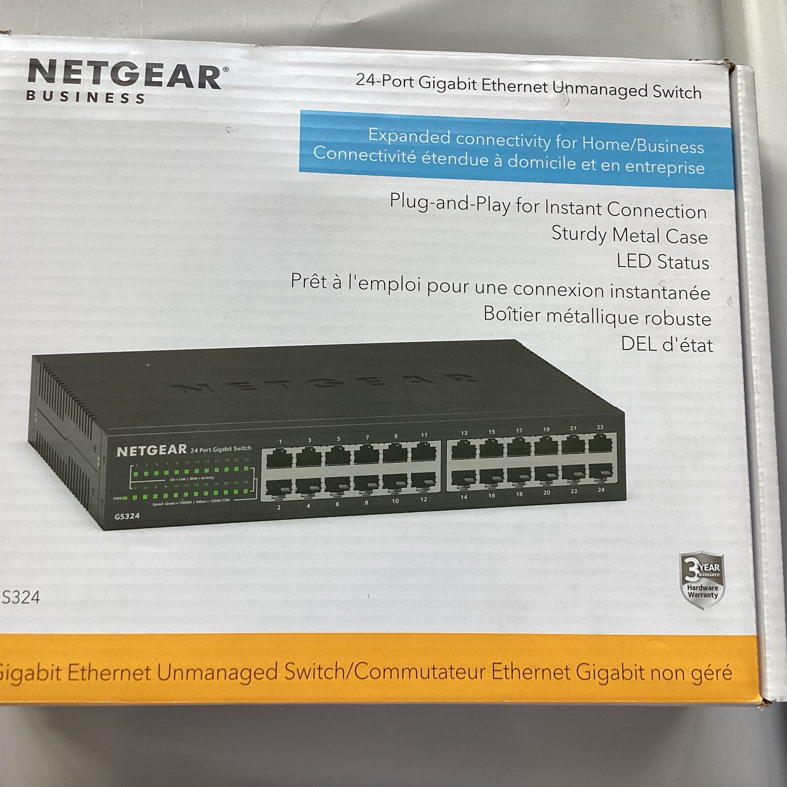NETGEAR GS324-200NAS 24-Port Gigabit Ethernet Unmanaged Switch - Black