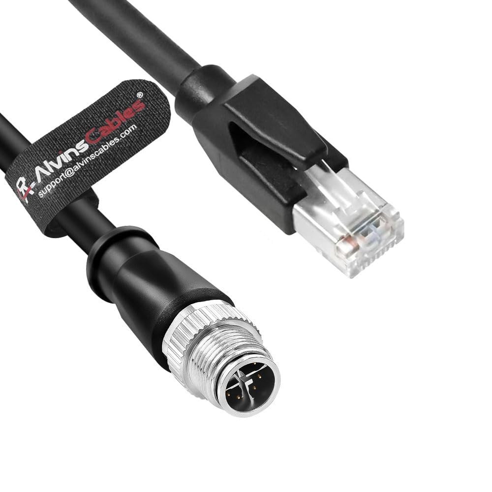 3.2ft 1M M12 8Pin Male To RJ45 Shielded Ethernet Cable X Coded Cat6a Wire