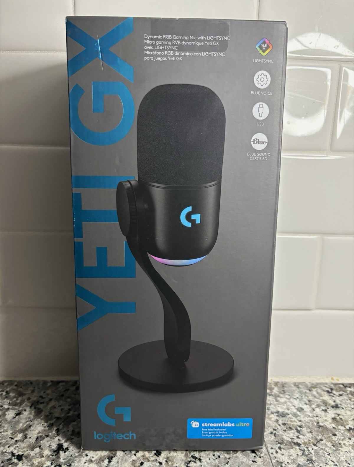 Logitech Yeti GX USB-C RGB Mic Black Supercardioid Desktop Stand Mute/Gain