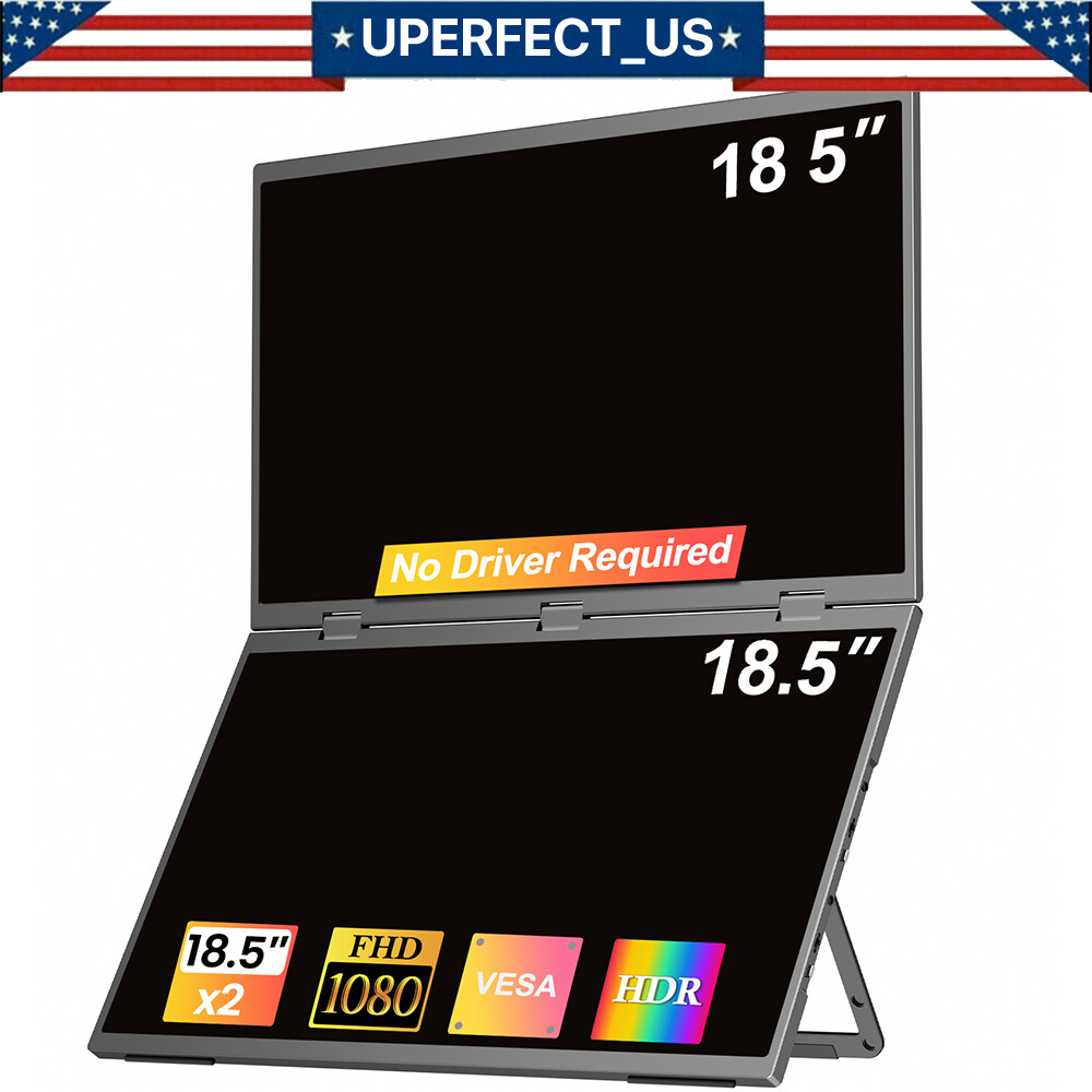 UPERFECT Delta 18.5" Portable Monitor Extender Dual Screen 1080P For Laptop PS5